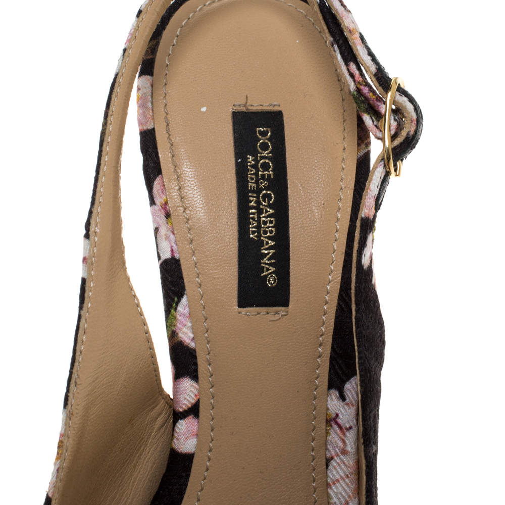 Dolce & Gabbana Multicolor Floral Print Leather Knot Wedge Sandals