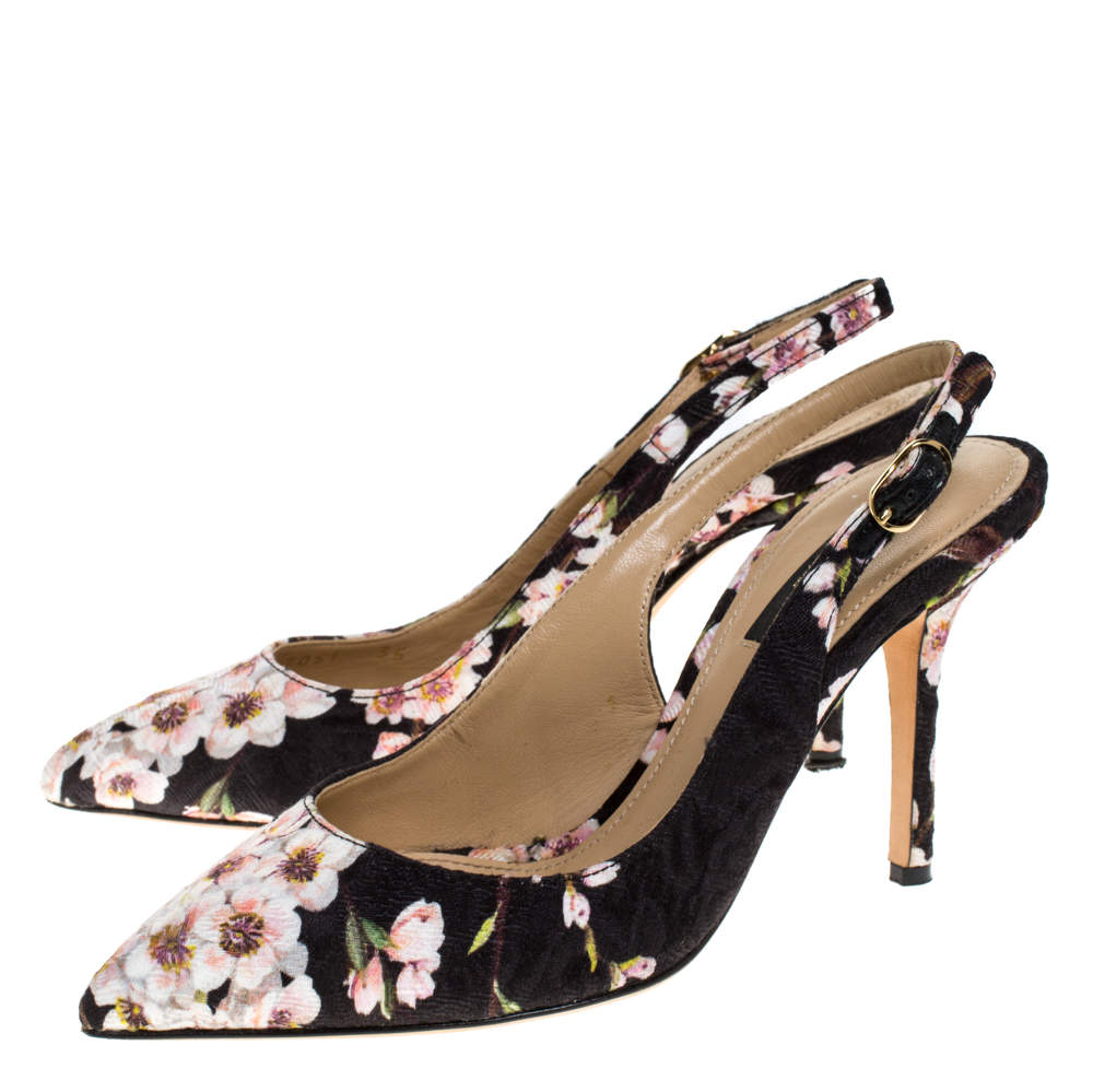 Dolce & Gabbana Multicolor Floral Print Leather Knot Wedge Sandals