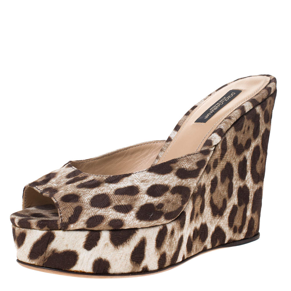 leopard print wedges platform sandals