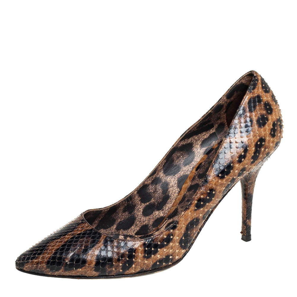 مملوكة مسبقًا Dolce & Gabbana Brown Python Leather Pumps Size 39