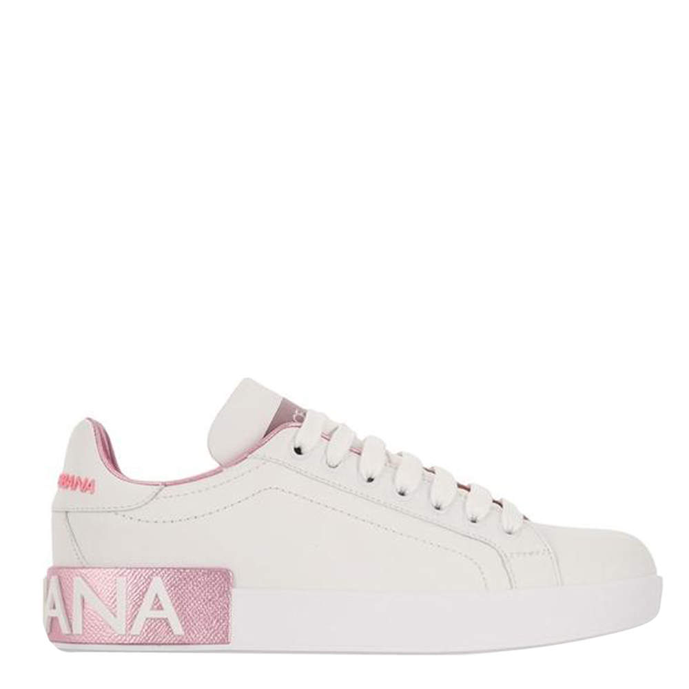 Dolce & Gabbana White/Pink Nappa Leather Portofino Sneakers Size EU   Dolce & Gabbana | TLC