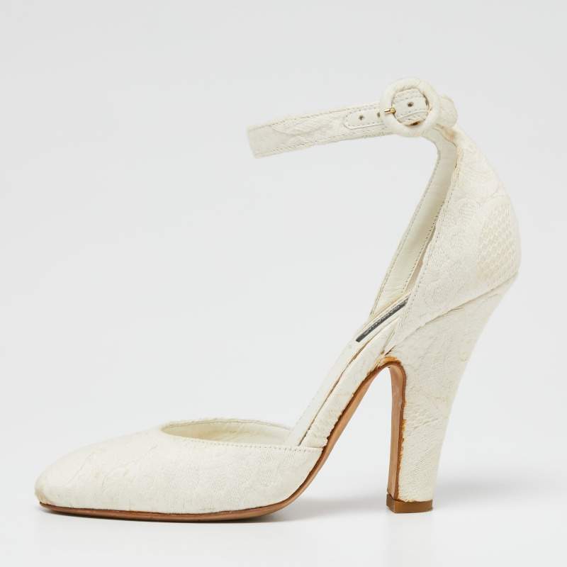 Dolce & Gabbana  White Canvas Mary Jane Pumps Size 38