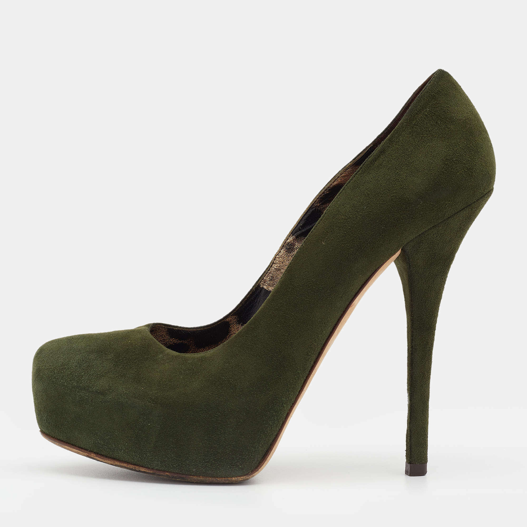 Dolce & Gabbana Green Suede Platform Pumps Size 38