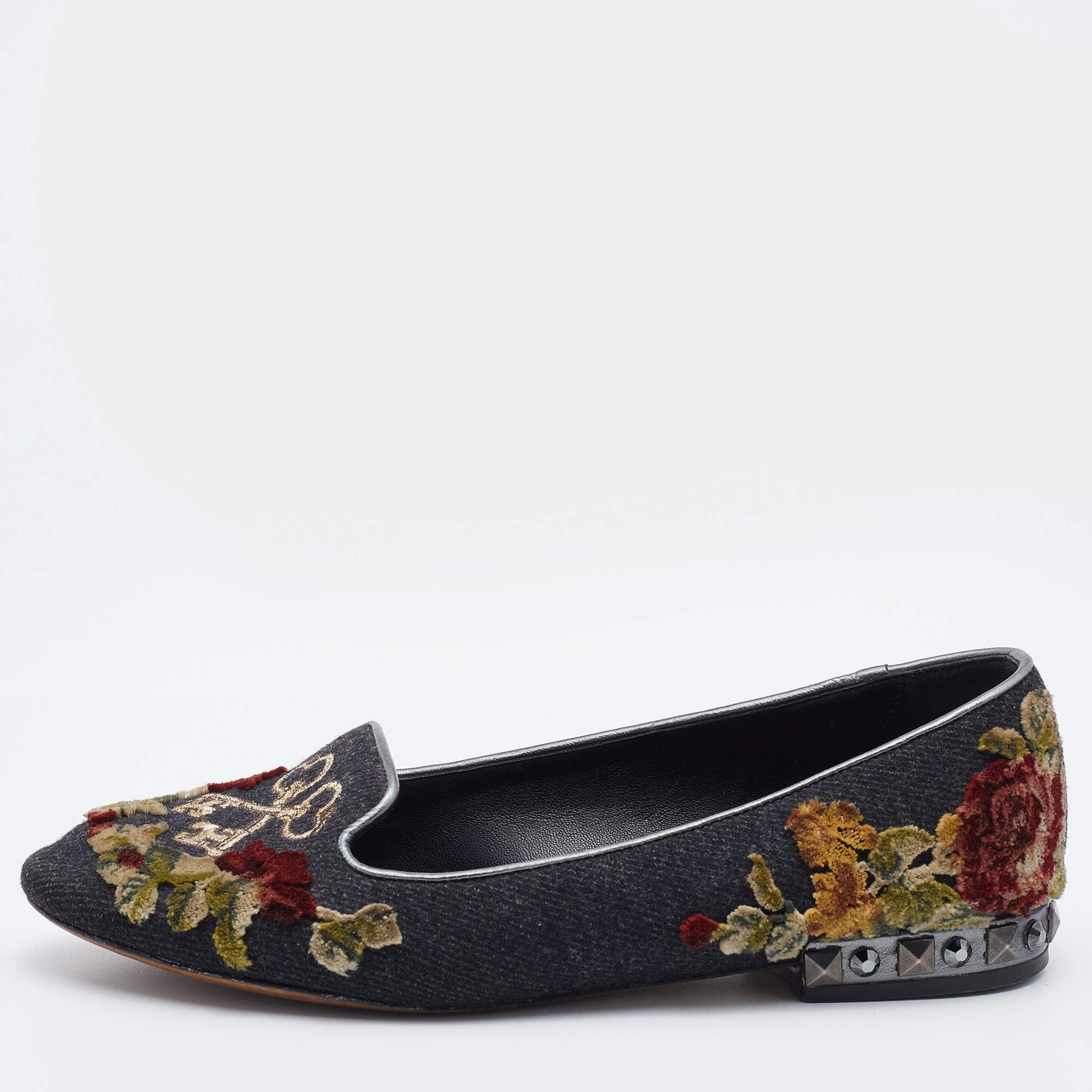 Dolce & Gabbana Multicolor Wool and Velvet Patchwork Smoking Slippers Size 37