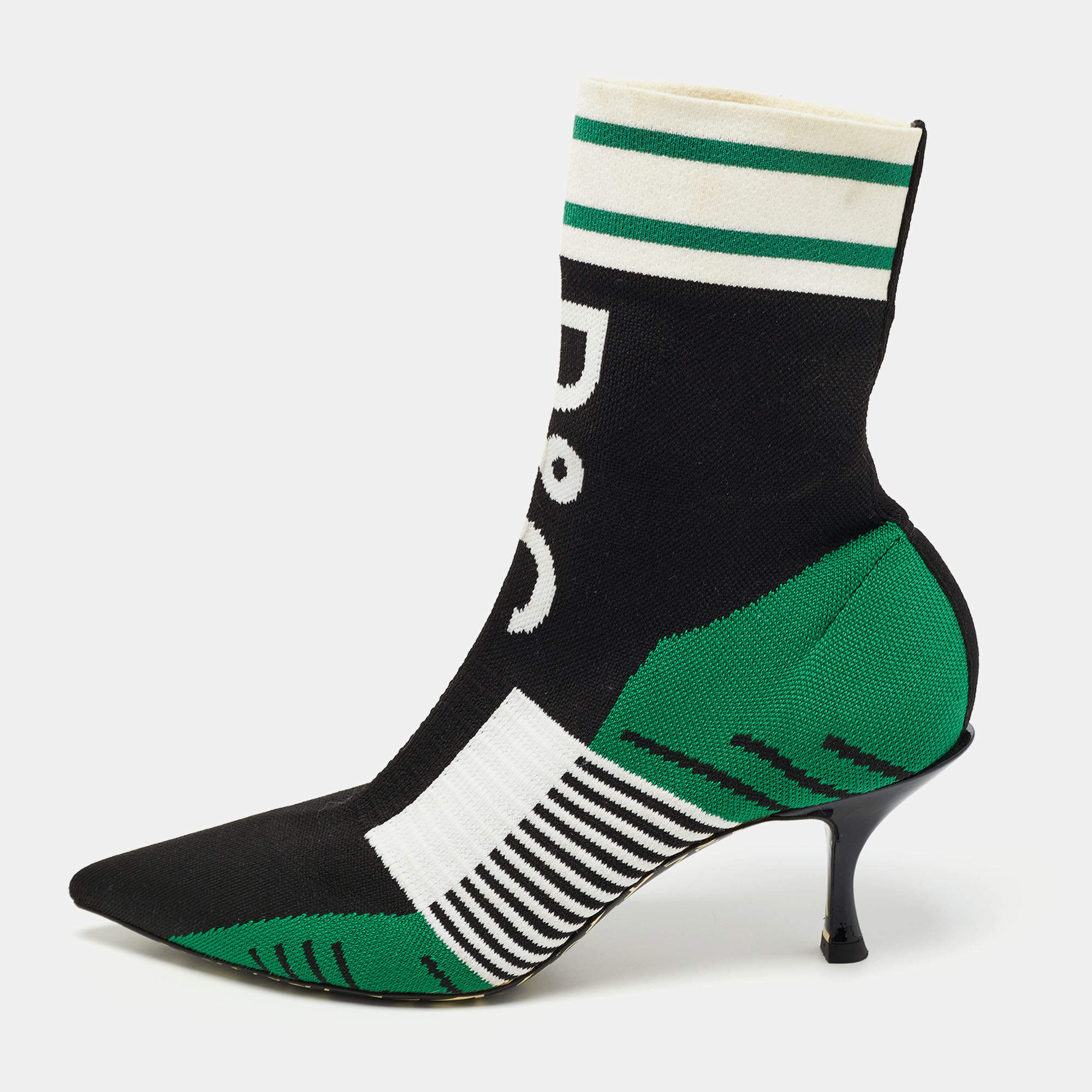 Pre Owned Dolce & Gabbana Multicolor Knit Fabric Lori Jacquard Sock Boots Size 41