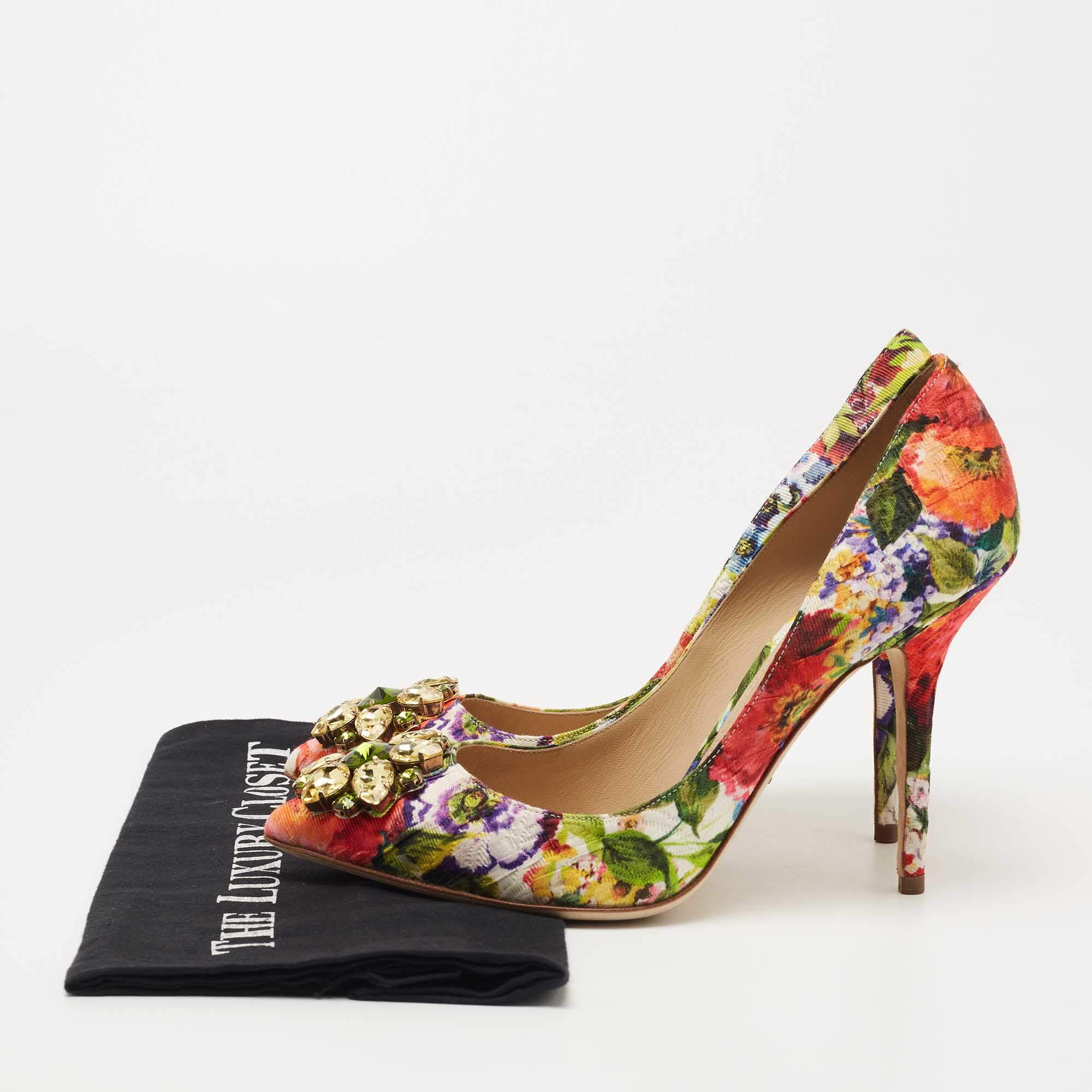 Dolce & Gabbana Multicolor Floral Fabric Crystal Embellished Bellucci Pumps  Size 39 Dolce & Gabbana | TLC