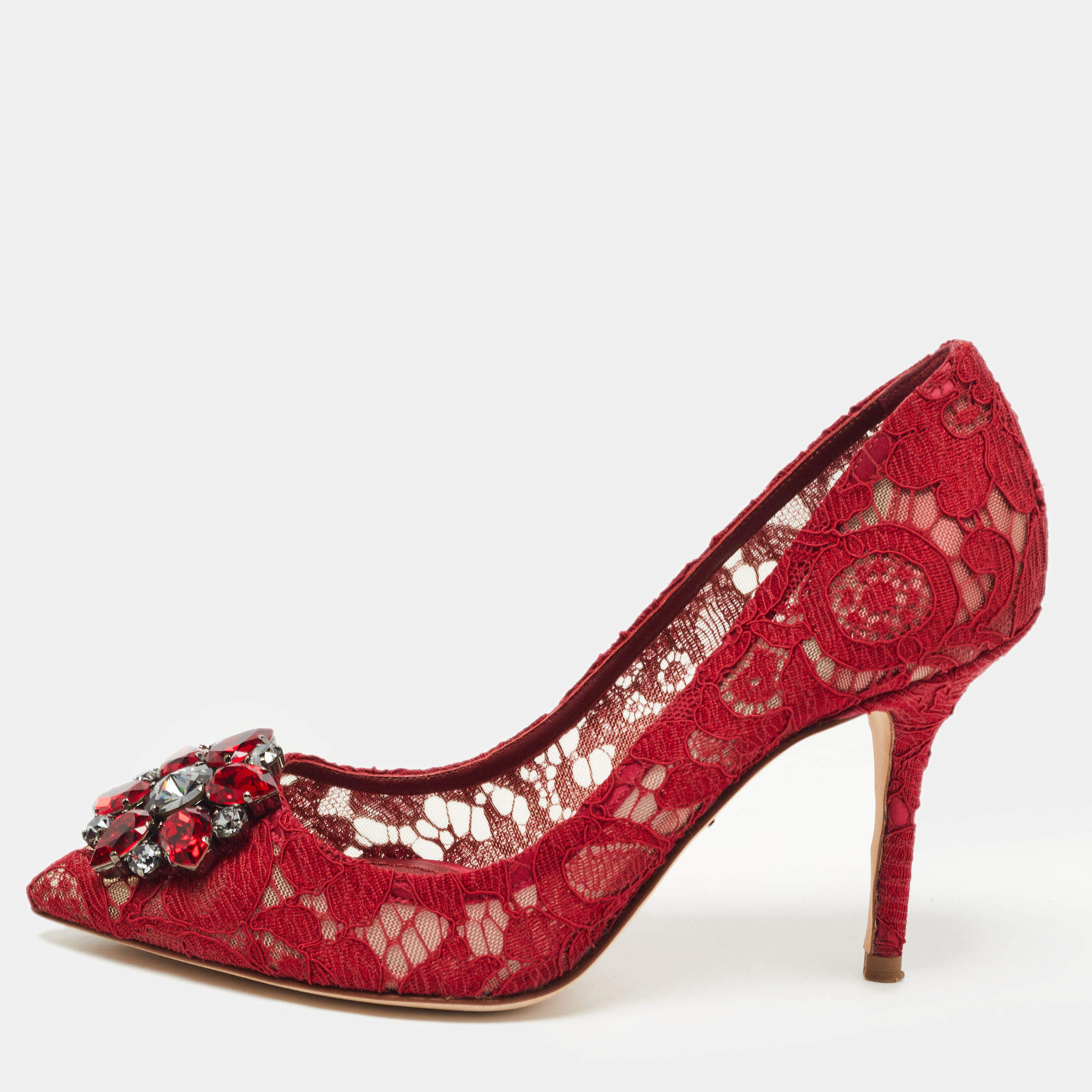 Dolce & Gabbana Red Lace Bellucci Pumps Size 37