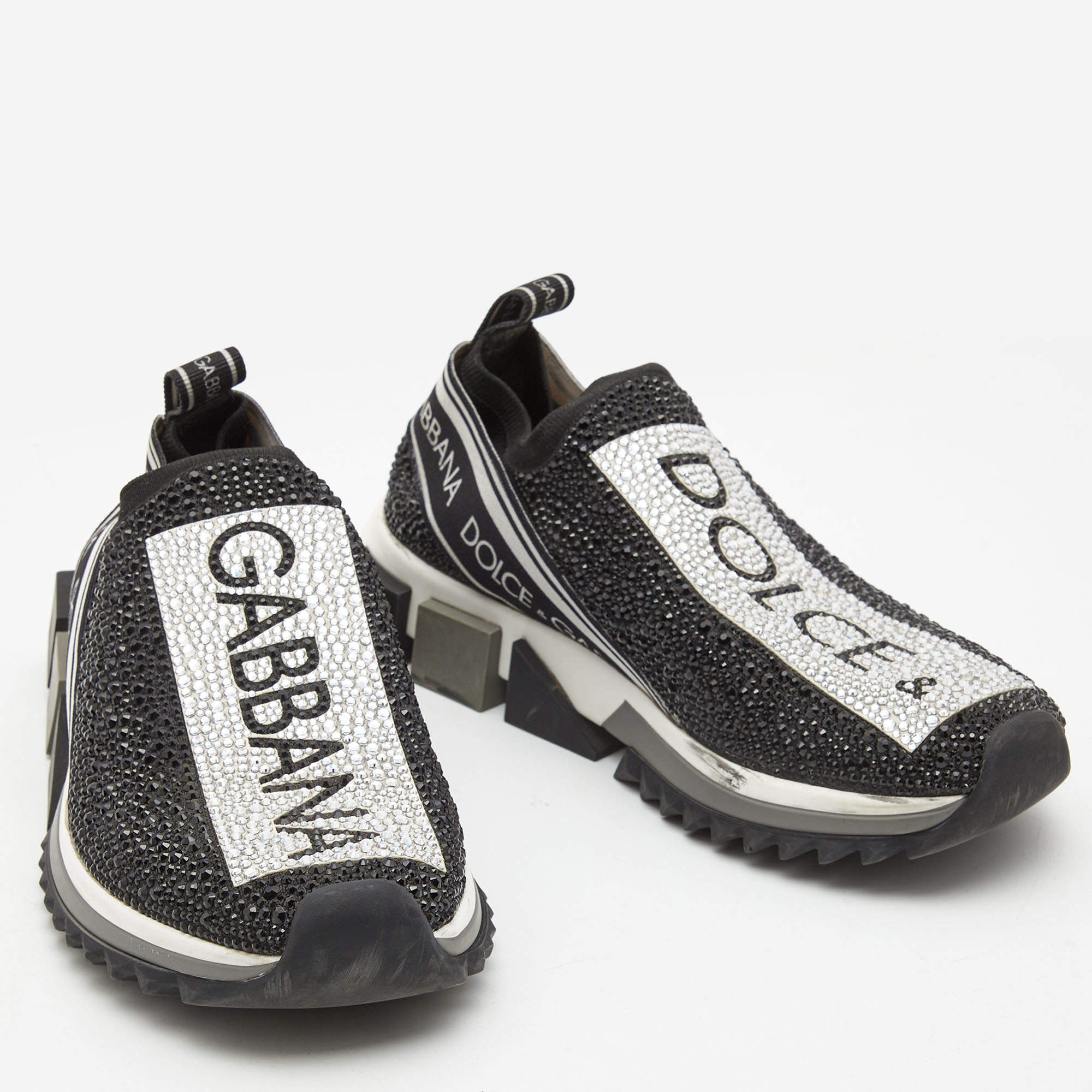 Dolce & Gabbana Black Fabric Crystal Embellished Sorrento Sneakers Size 39  Dolce & Gabbana | TLC