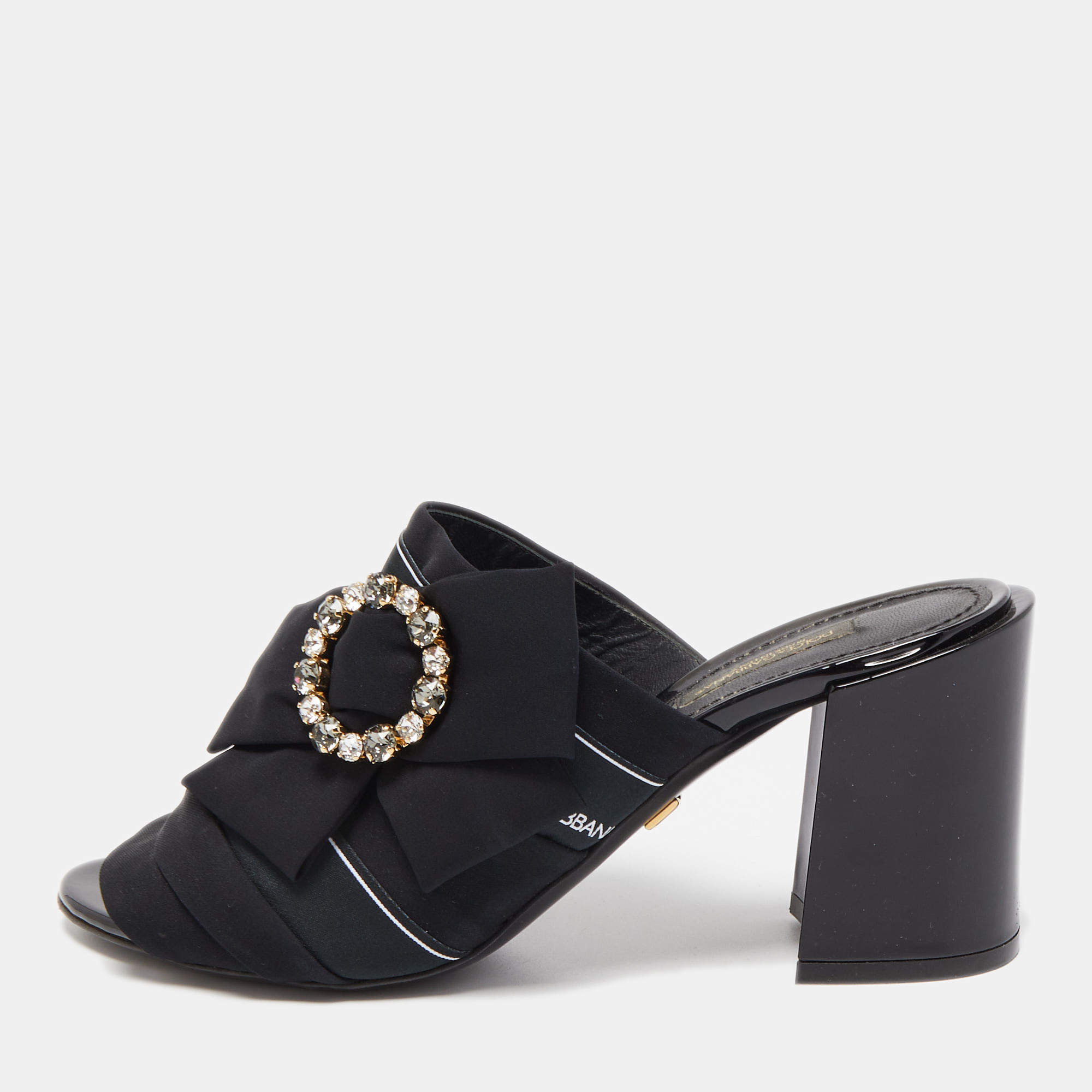Pre Owned Dolce & Gabbana Black Fabric Slide Sandals Size 39