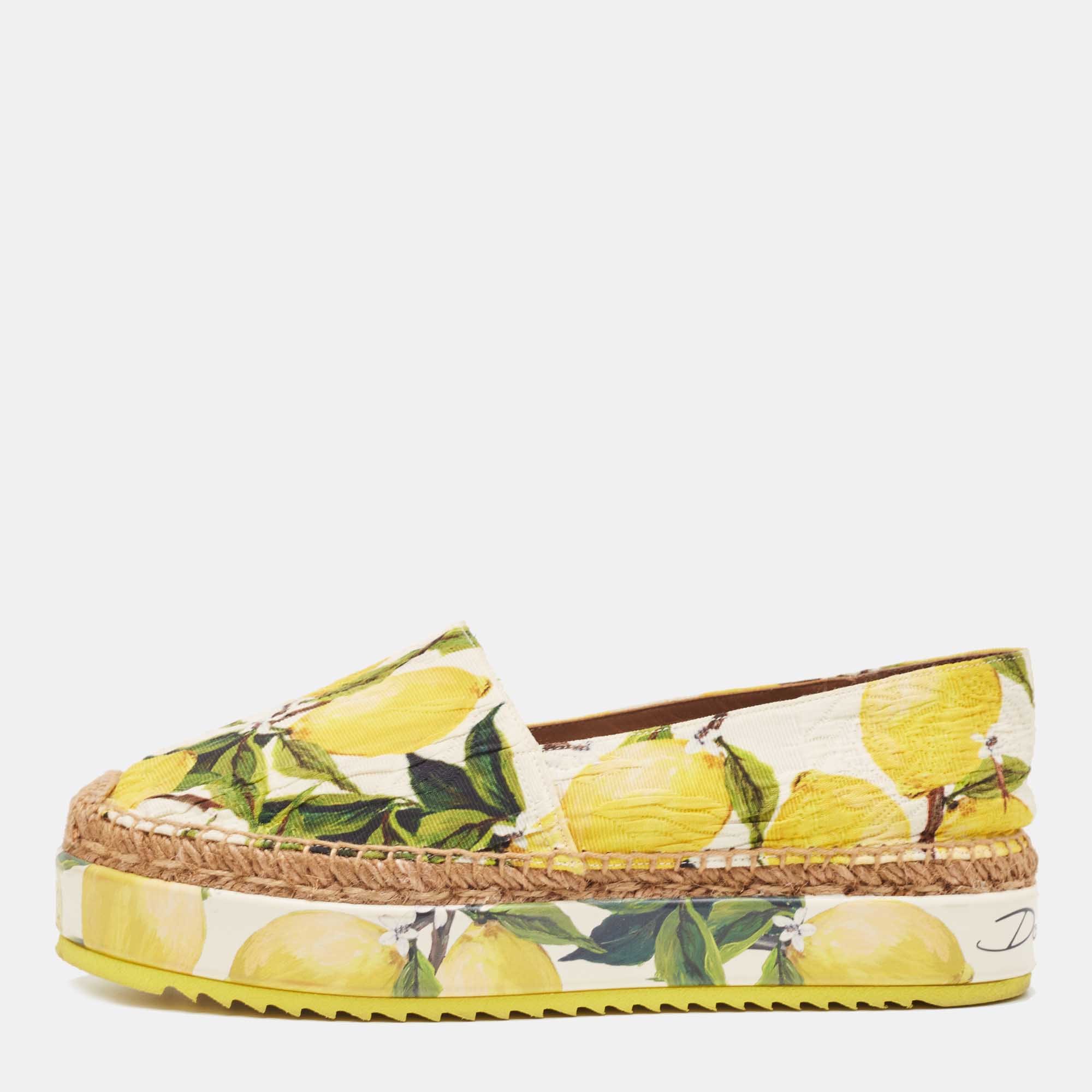 Pre Owned Dolce & Gabbana Multicolor Brocade Fabric Platform Espadrilles Size 39