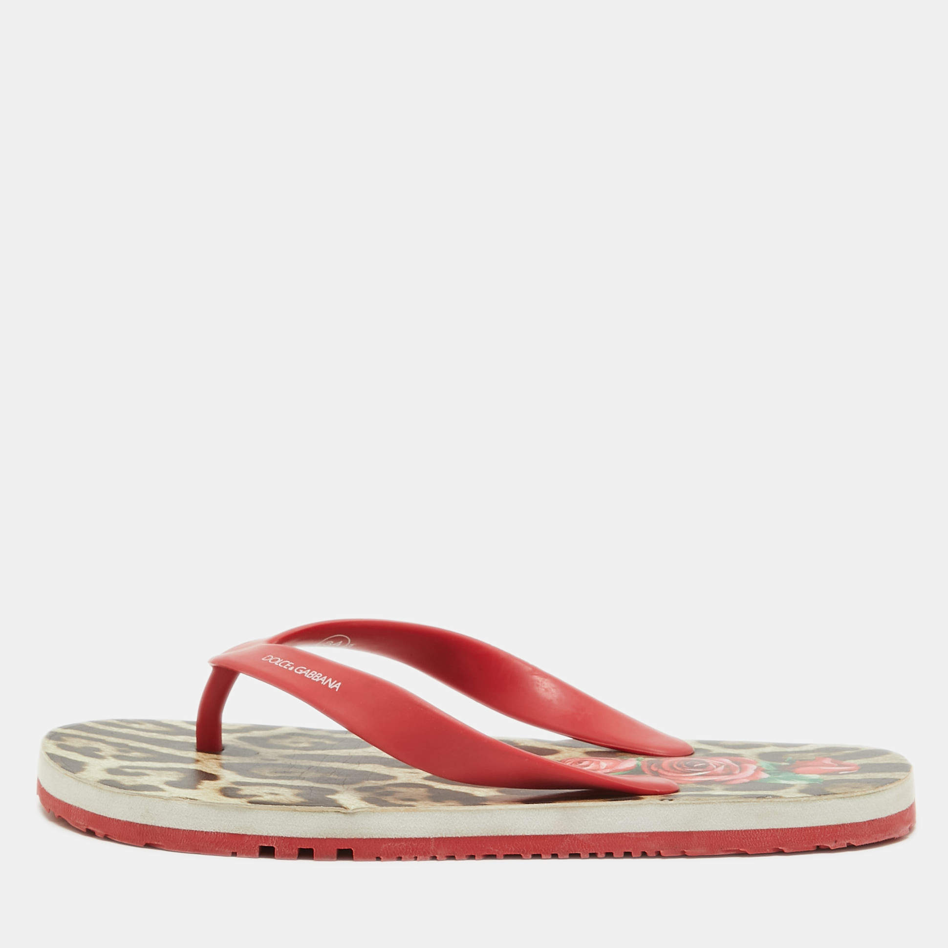 Dolce & Gabbana Red Rubber Thong Flats Size 34