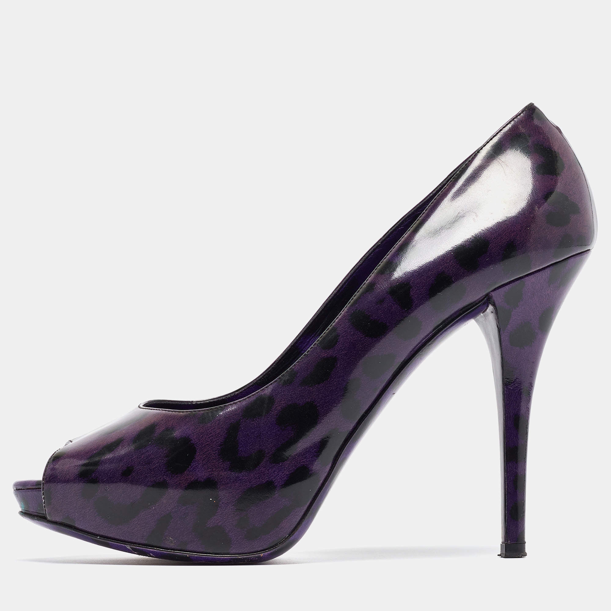 Pre Owned Dolce & Gabbana Purple Patent Peep Toe Pumps Size 41