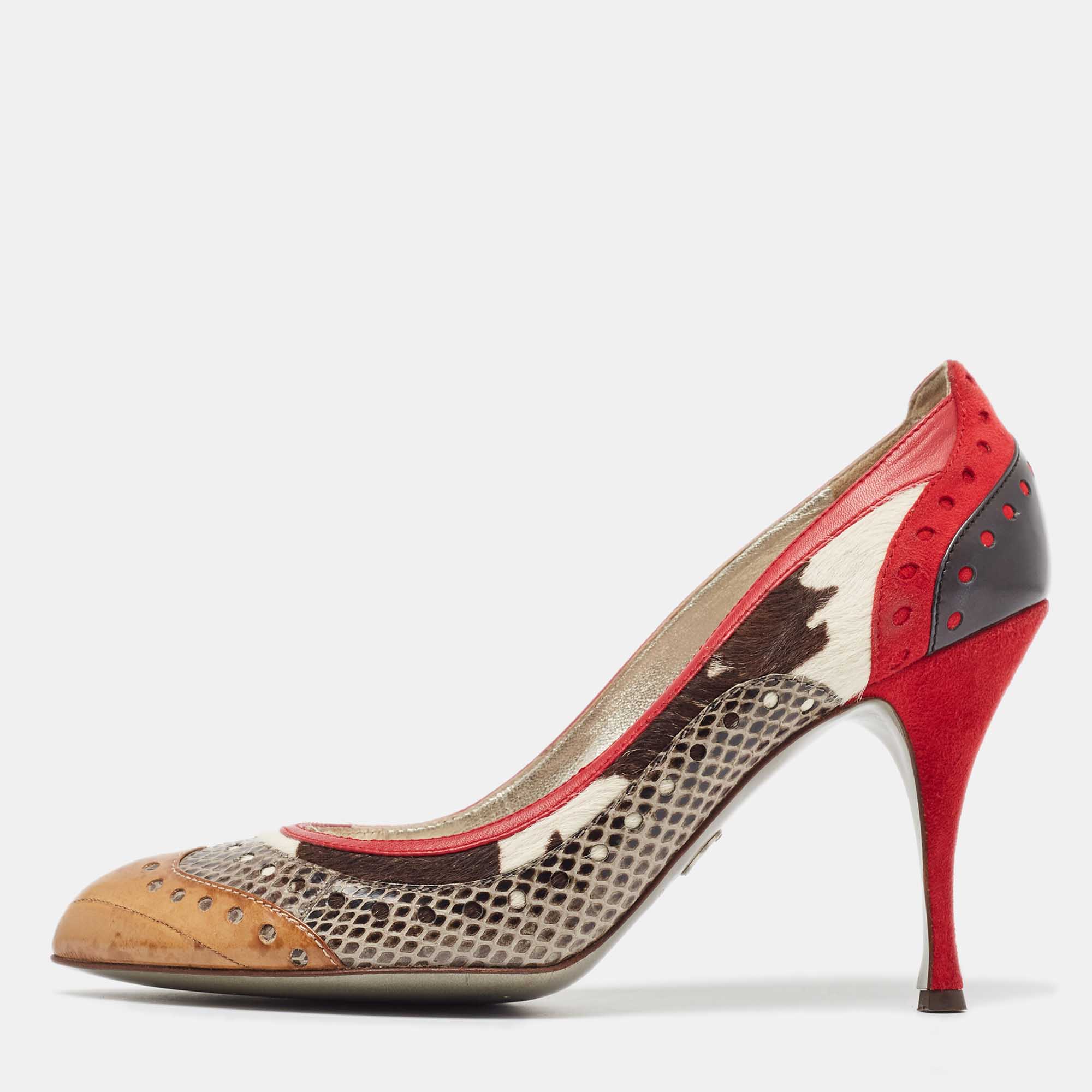 Pre Owned Dolce & Gabbana Multicolor Snakeskin and Leather Pumps Size 41
