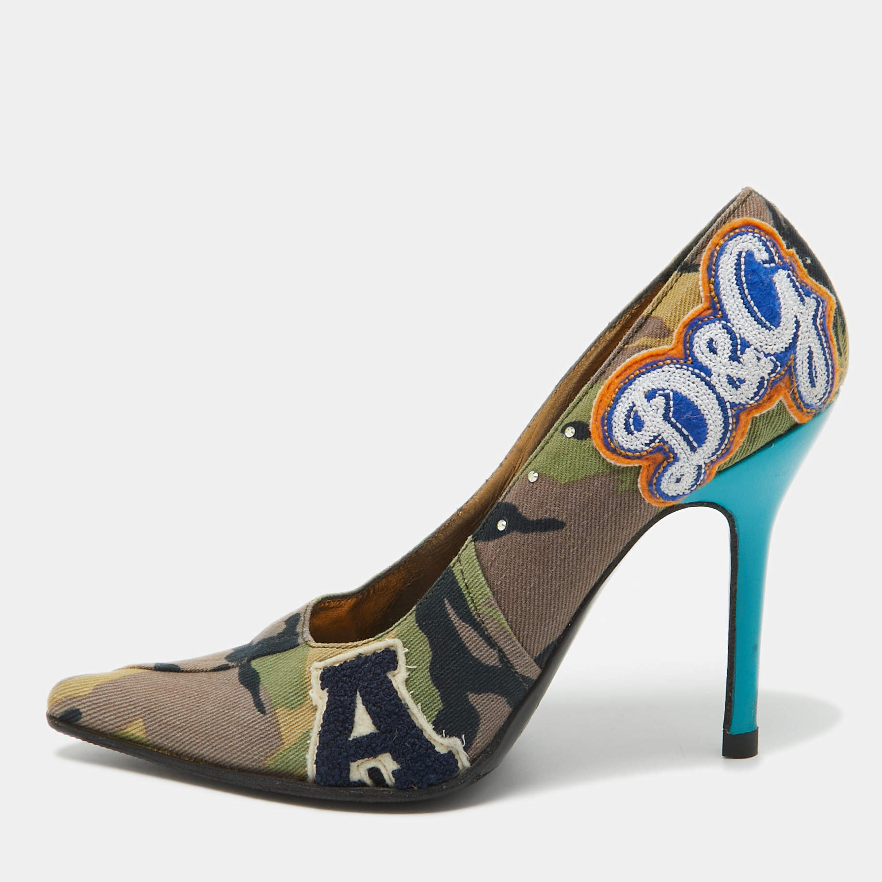 Dolce & Gabbana Multicolor Denim Pointed Toe Pumps Size 36