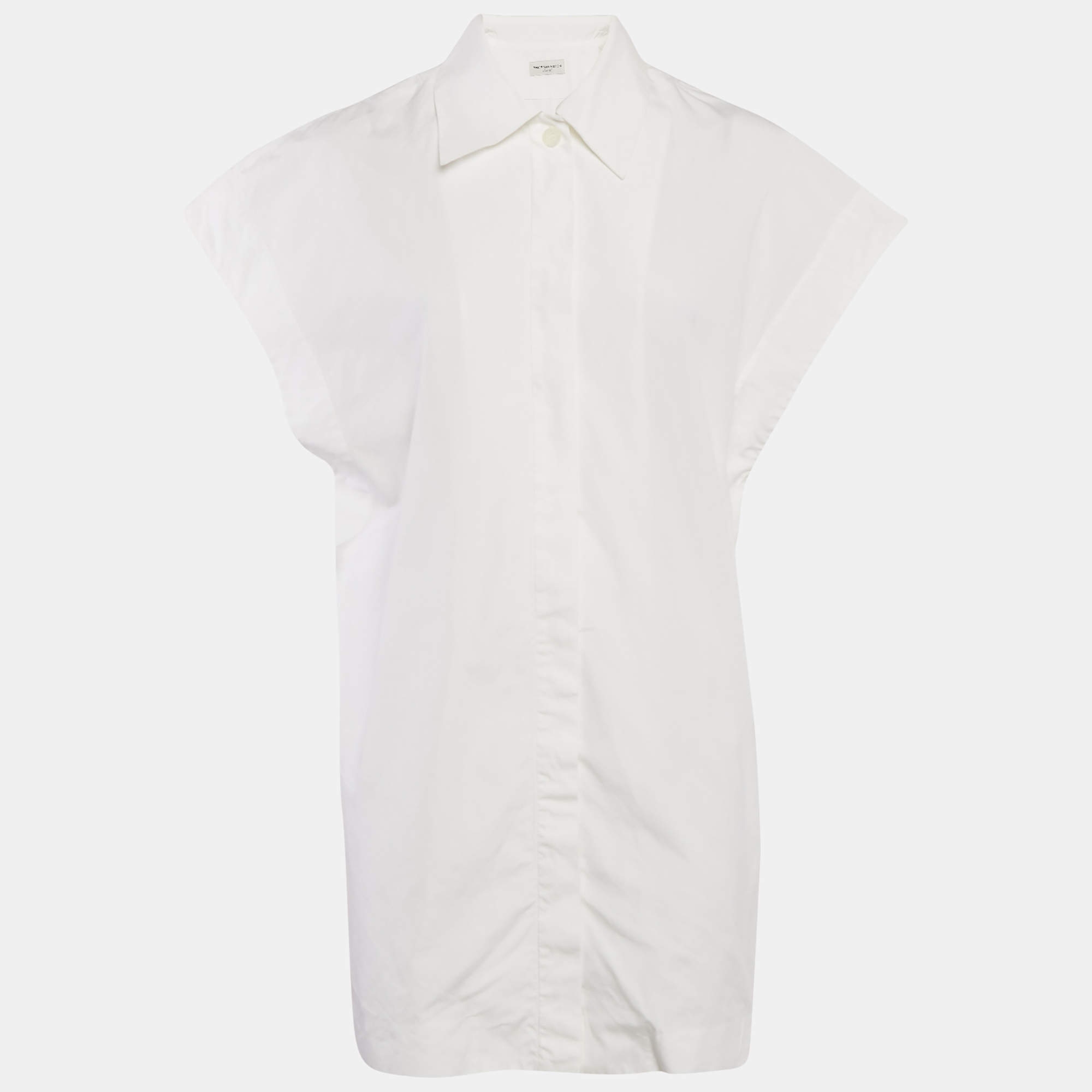Dries van Noten White Cotton Button Front Shirt Dress S