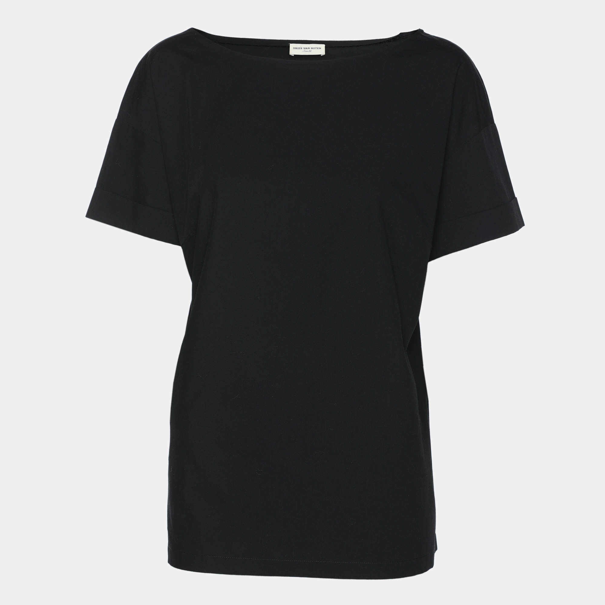 Tシャツ・カットソー DRIES VAN NOTEN JERSEY CREW NECK T-SHIRT Dries van Noten Black Cotton Crew Neck T-Shirt M Dries van