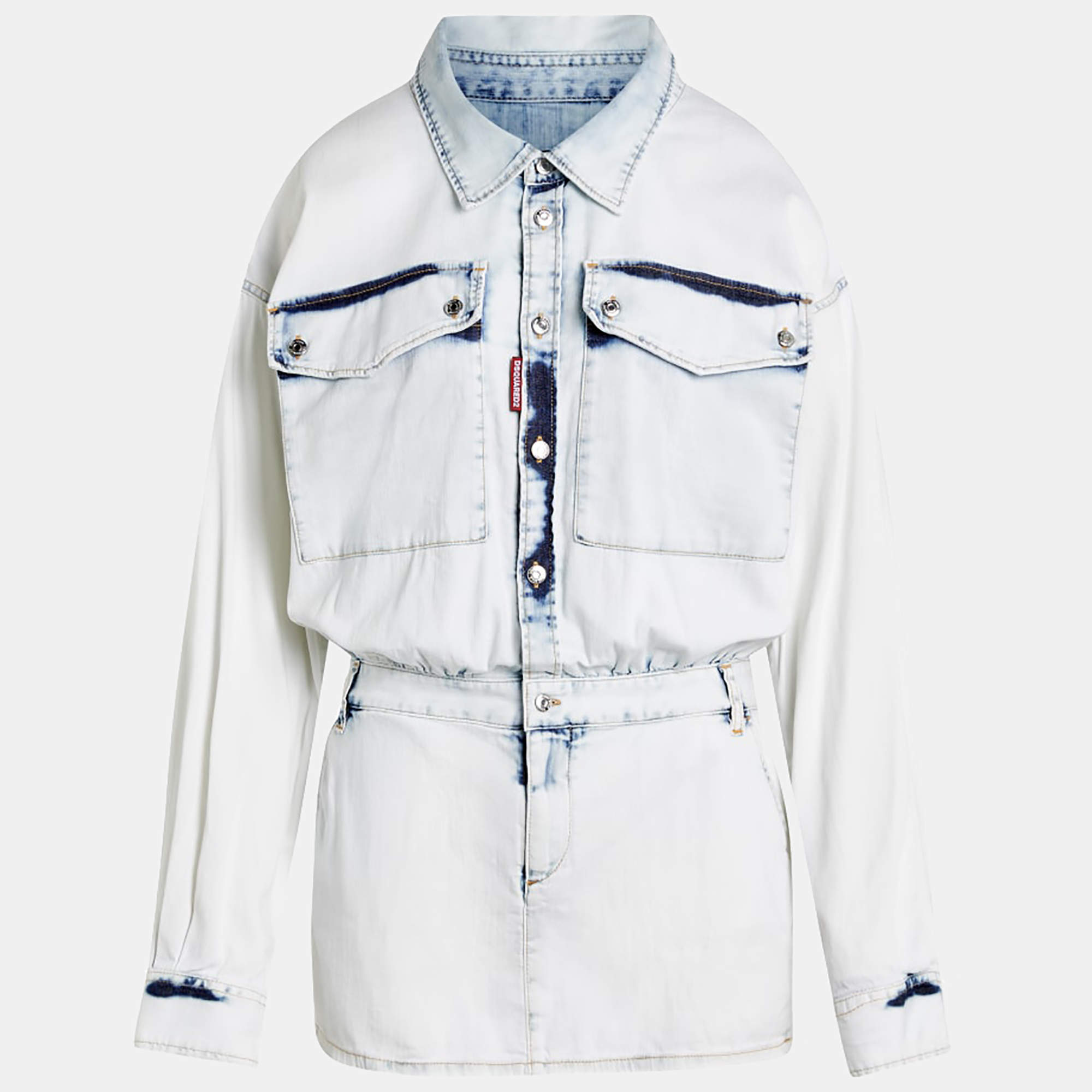Dsquared2 Blue Denim Jacket Like Dress XXS