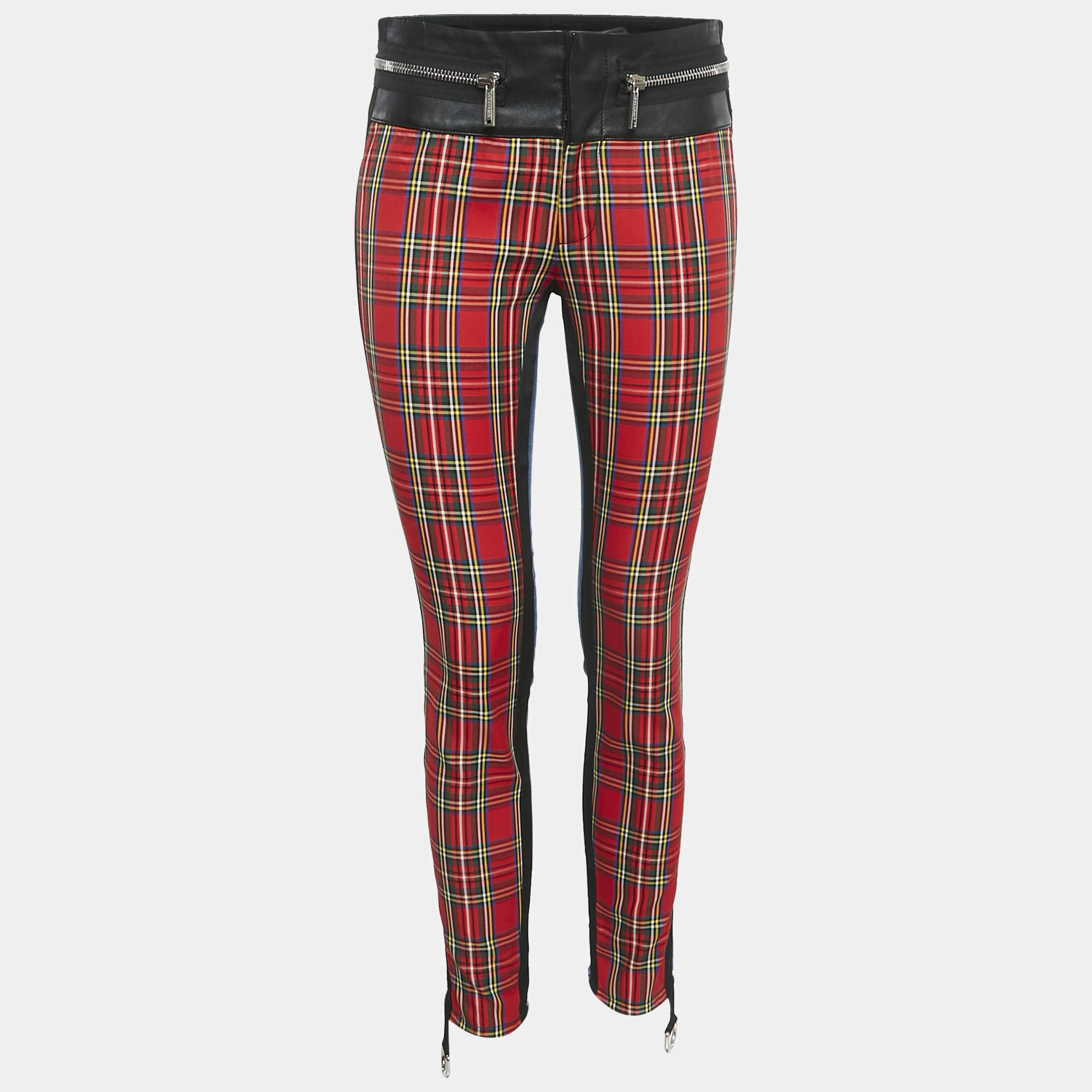 Dsquared2 Red/Blue Scottish Check and Denim Denise Fit Jeans S Waist 29'