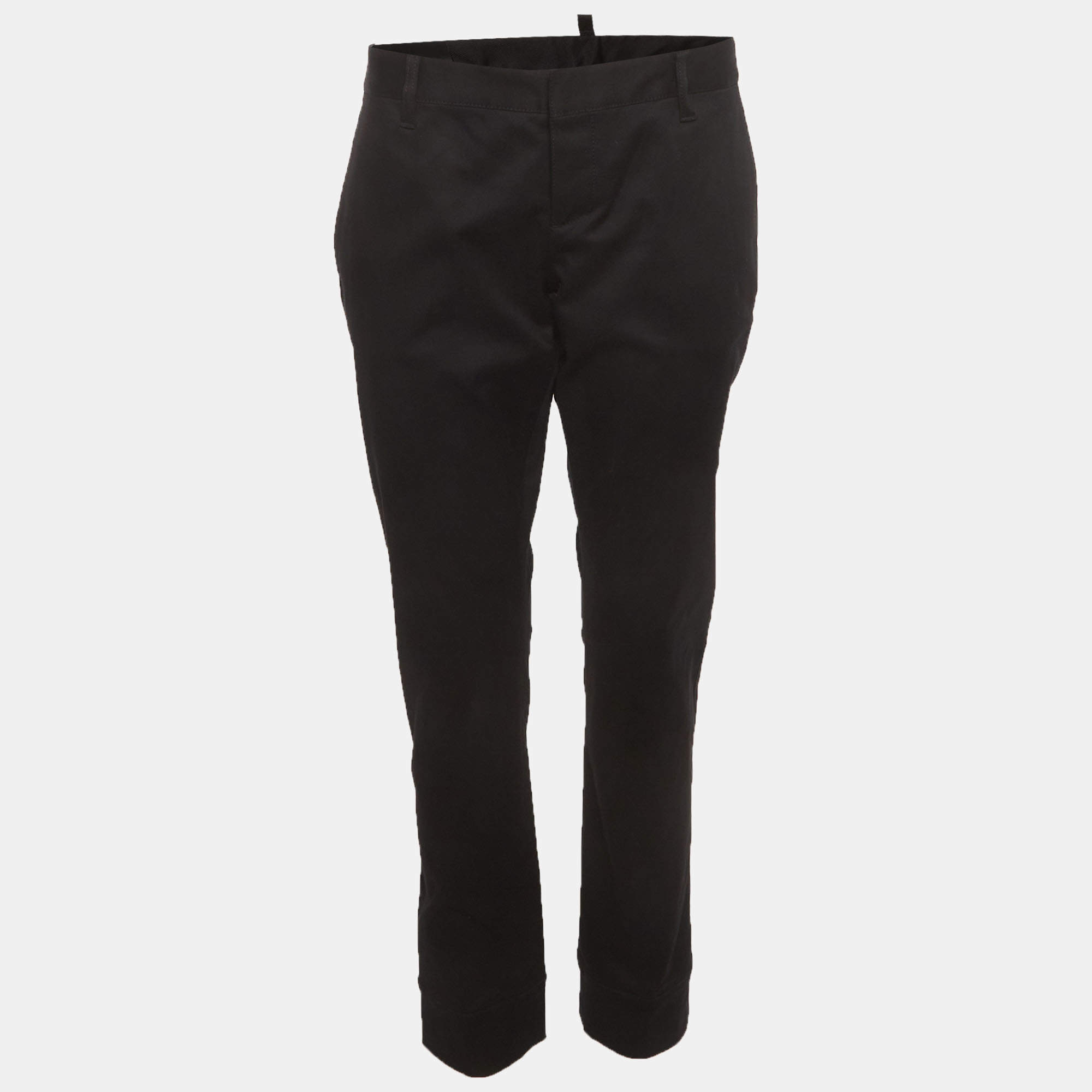Pre Owned Dsquared2 Black Gabardine Londean Slim Fit Trousers M