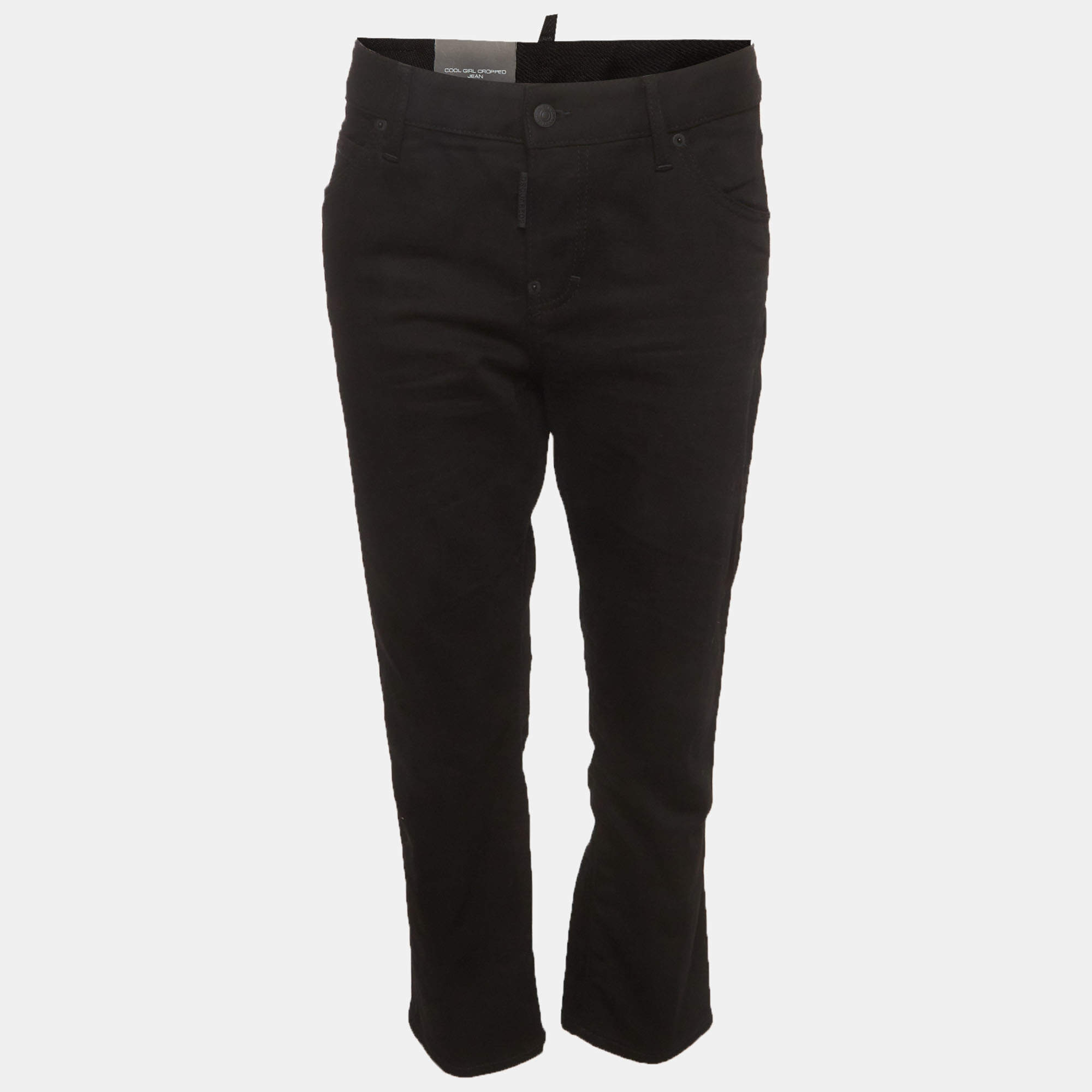 Pre Owned Dsquared2 Black Denim Cool Girl Cropped Jeans M/Waist 34" 