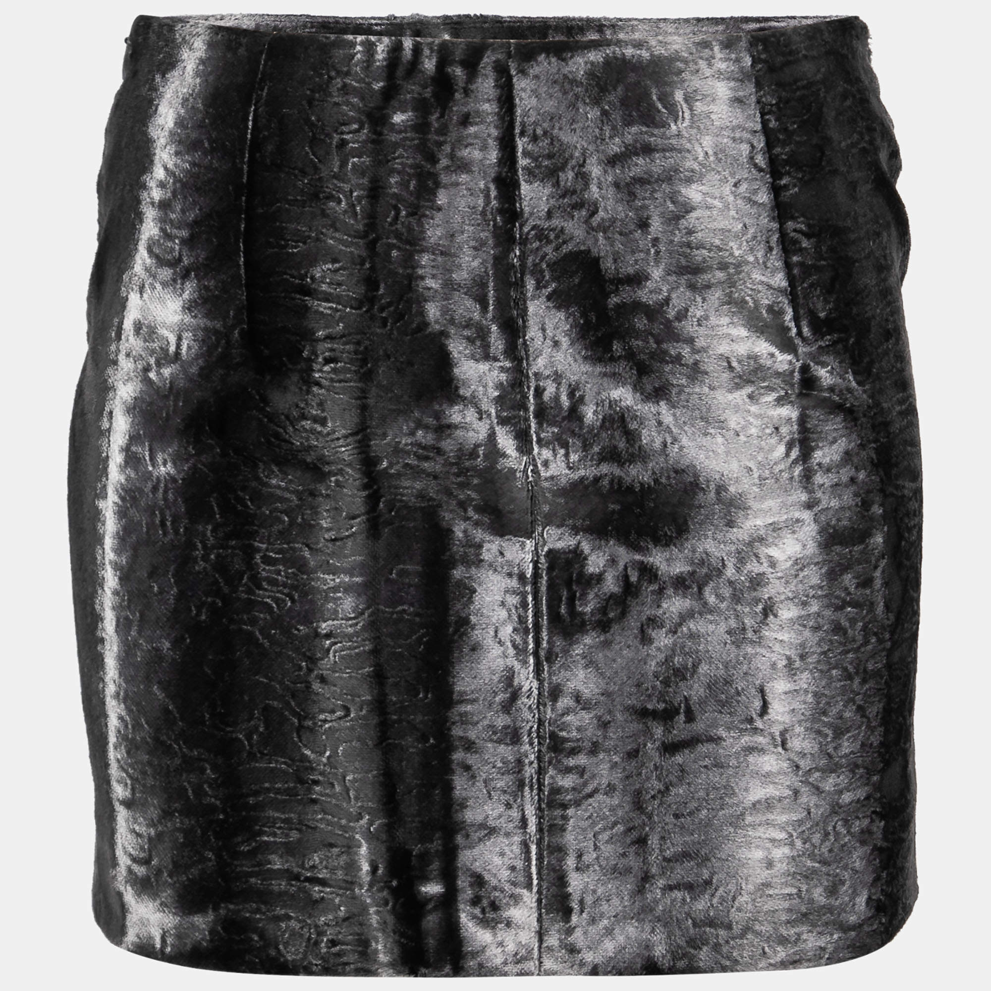 Dsquared2 Grey Astrakhan Effect Velvet Mini Skirt S