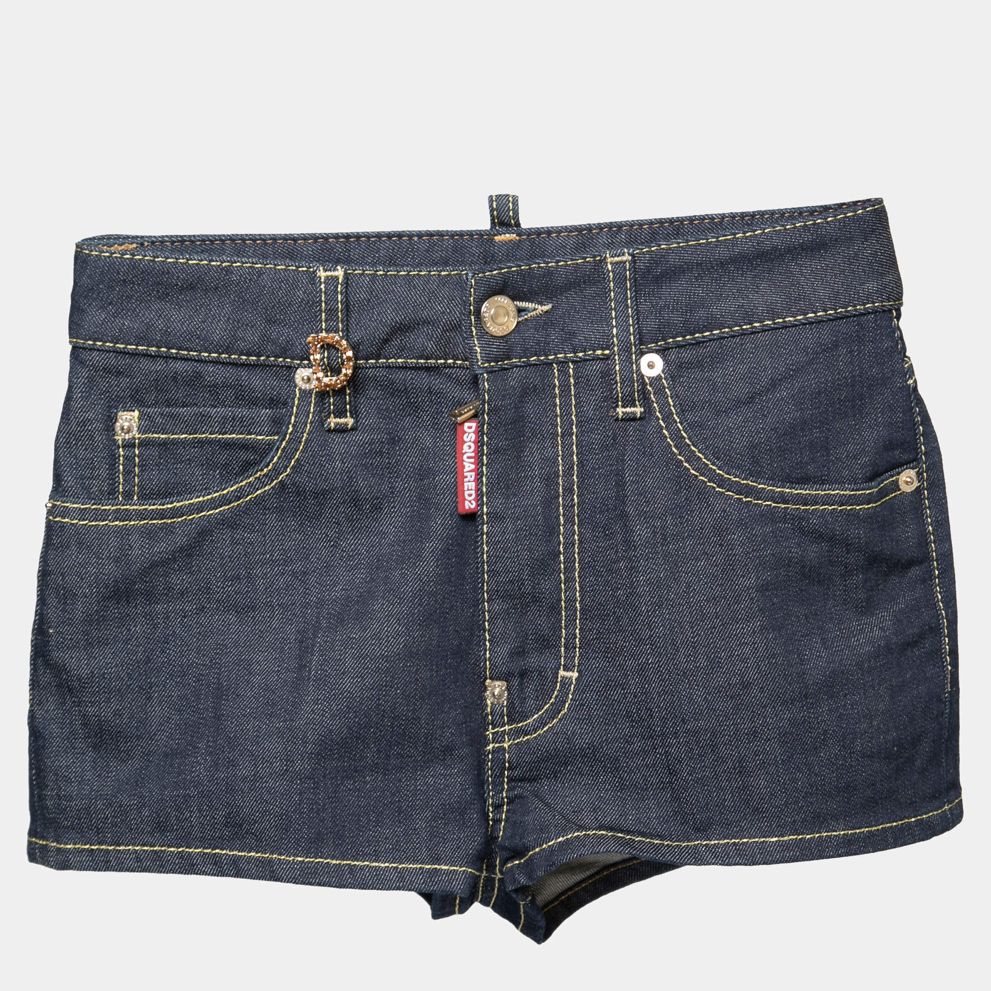 Pre Owned Dsquared2 Indigo Dark Wash Stretch Denim Dalma Hot Pants S