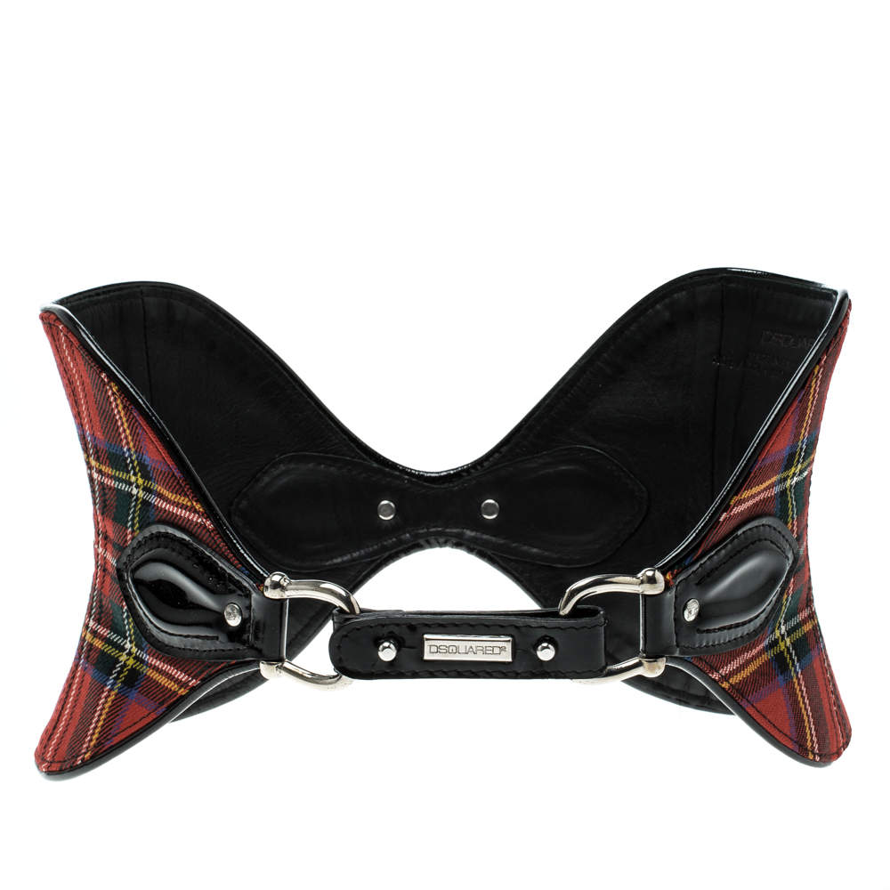 Dsquared2 Red Chequered Wool Corset Belt