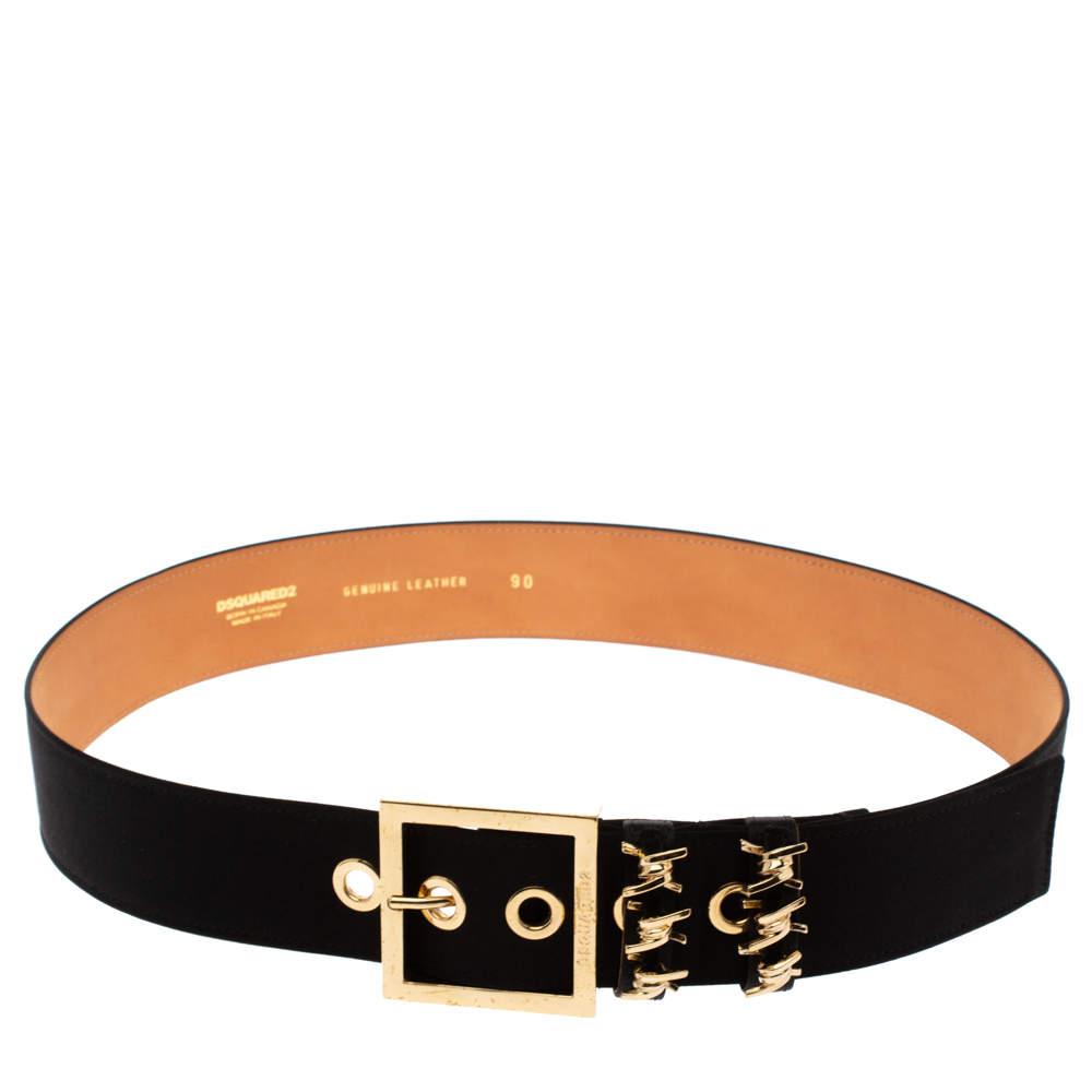 Dsquared2 Black Satin Wire Buckle Belt 90CM