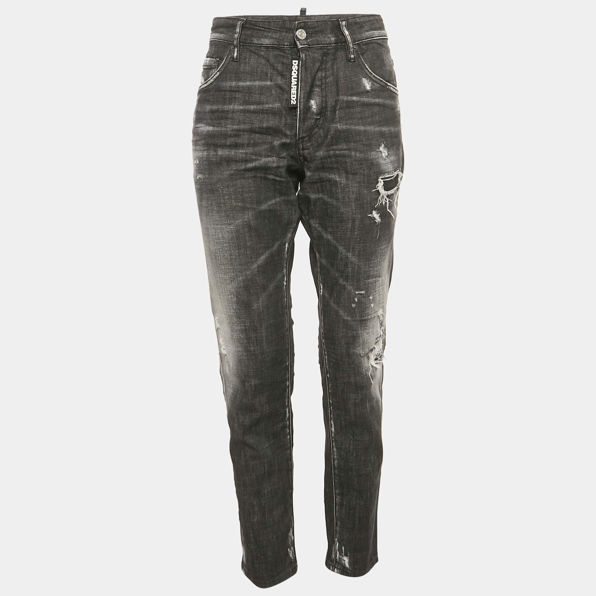 Dsquared2 Black Distressed Denim Dan Jeans S Waist 30"