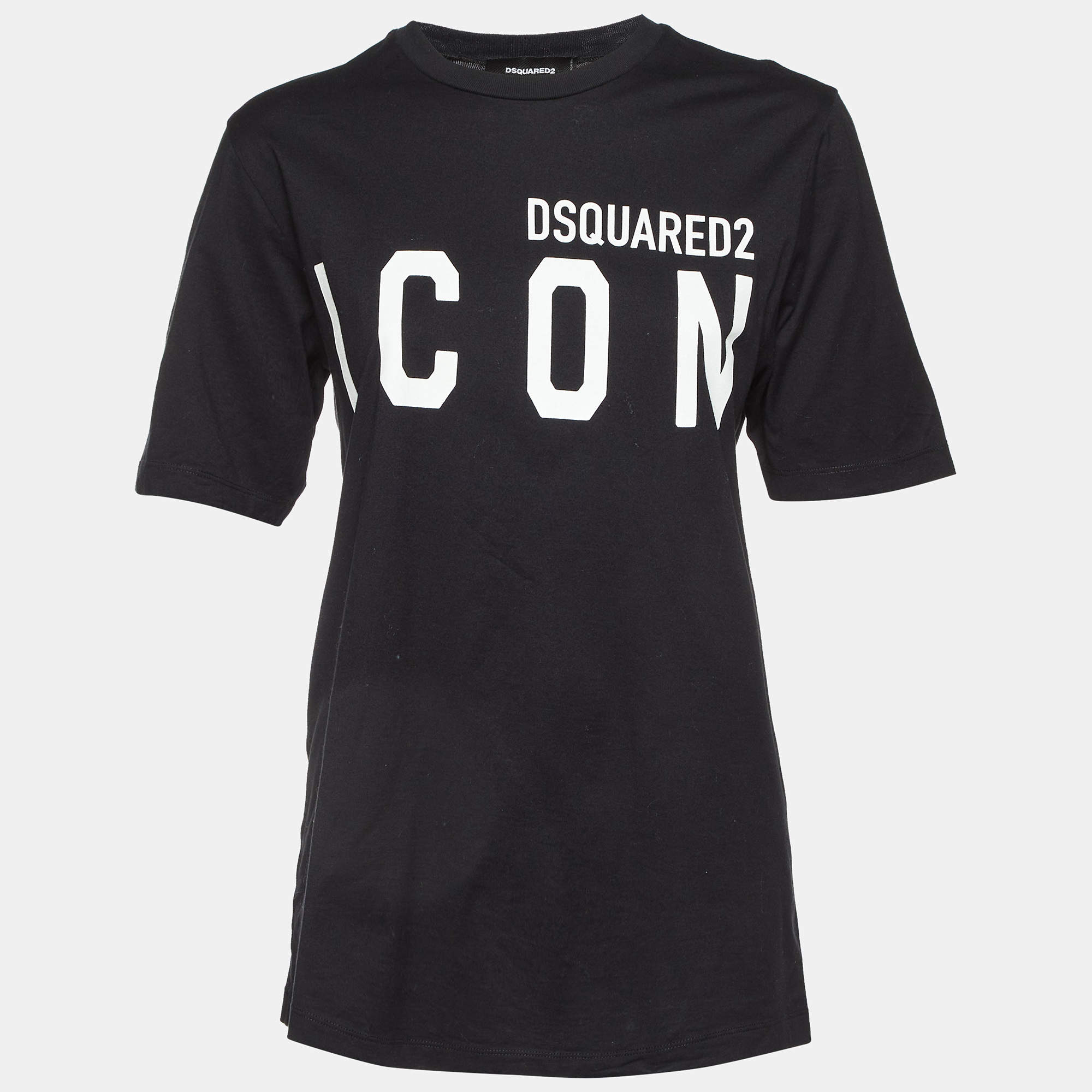 Dsquared2 Black Logo Printed ICON Cotton Regular Fit T-Shirt L
