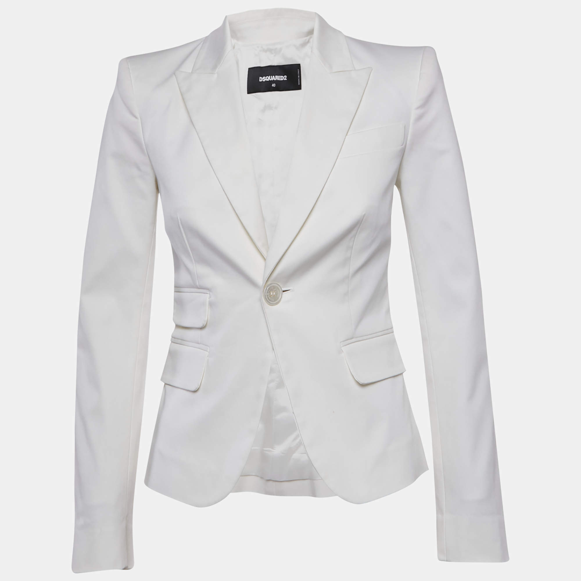 Pre Owned Dsquared2 White Gabardine Tailored Blazer S