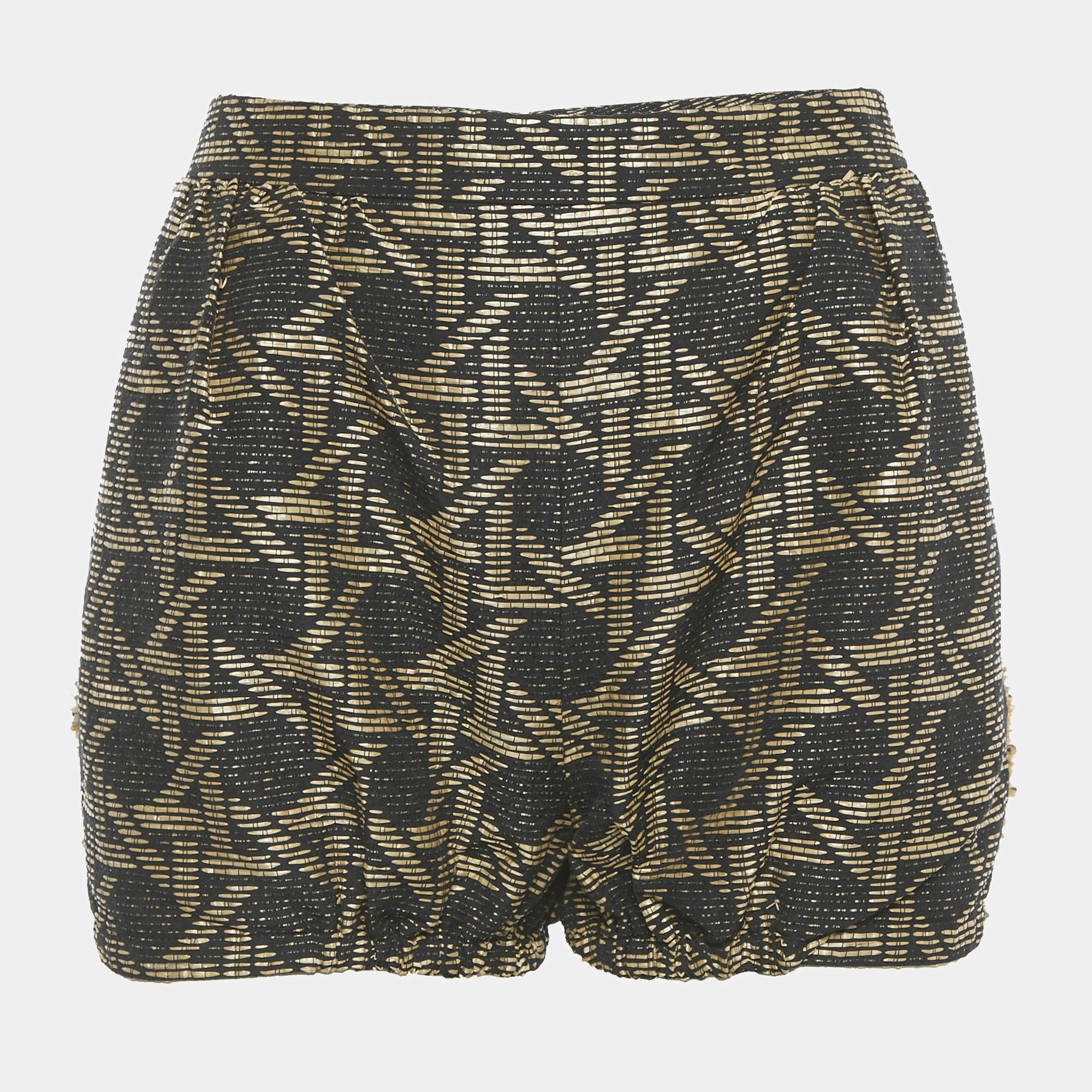 Pre Owned Dsquared2 Black/Brown Wicker Woven Jacquard Frayed Detail Shorts M