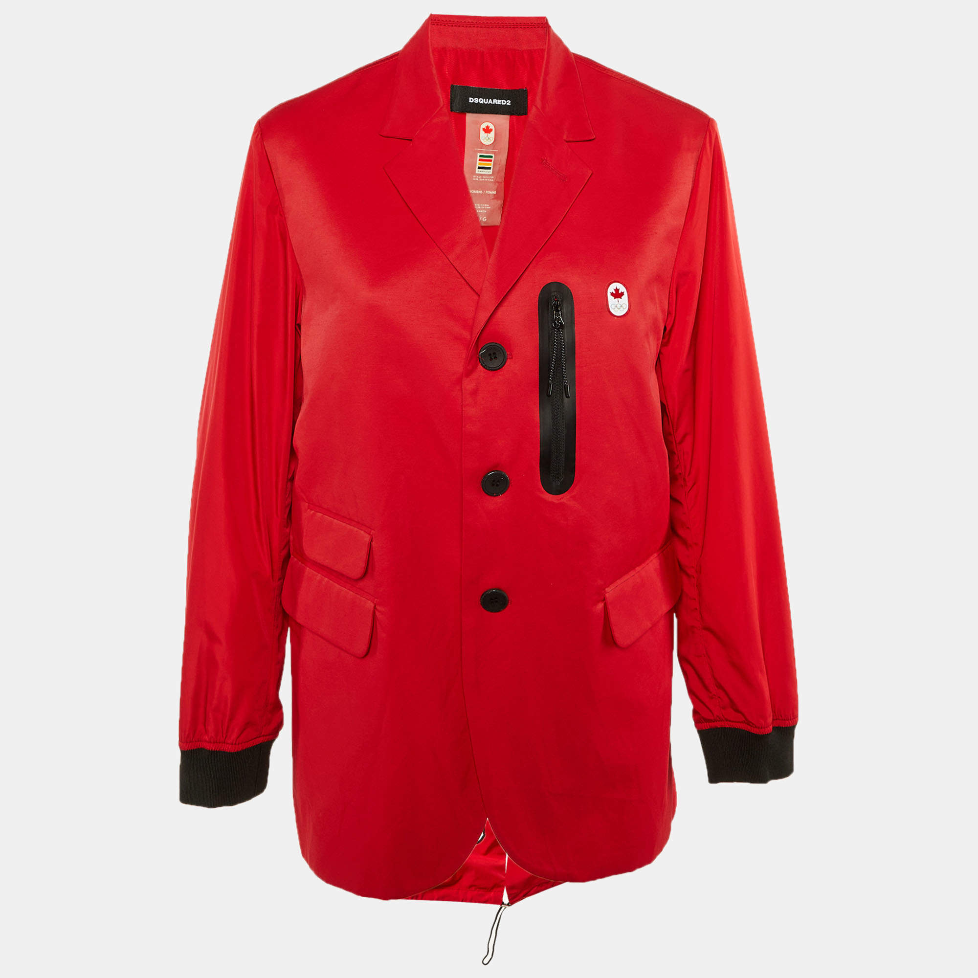 Pre Owned DSQUARED2  X Hudson's Bay Red Printed Cotton & Nylon Olympic Opening Ceremony Popdium Jacket L