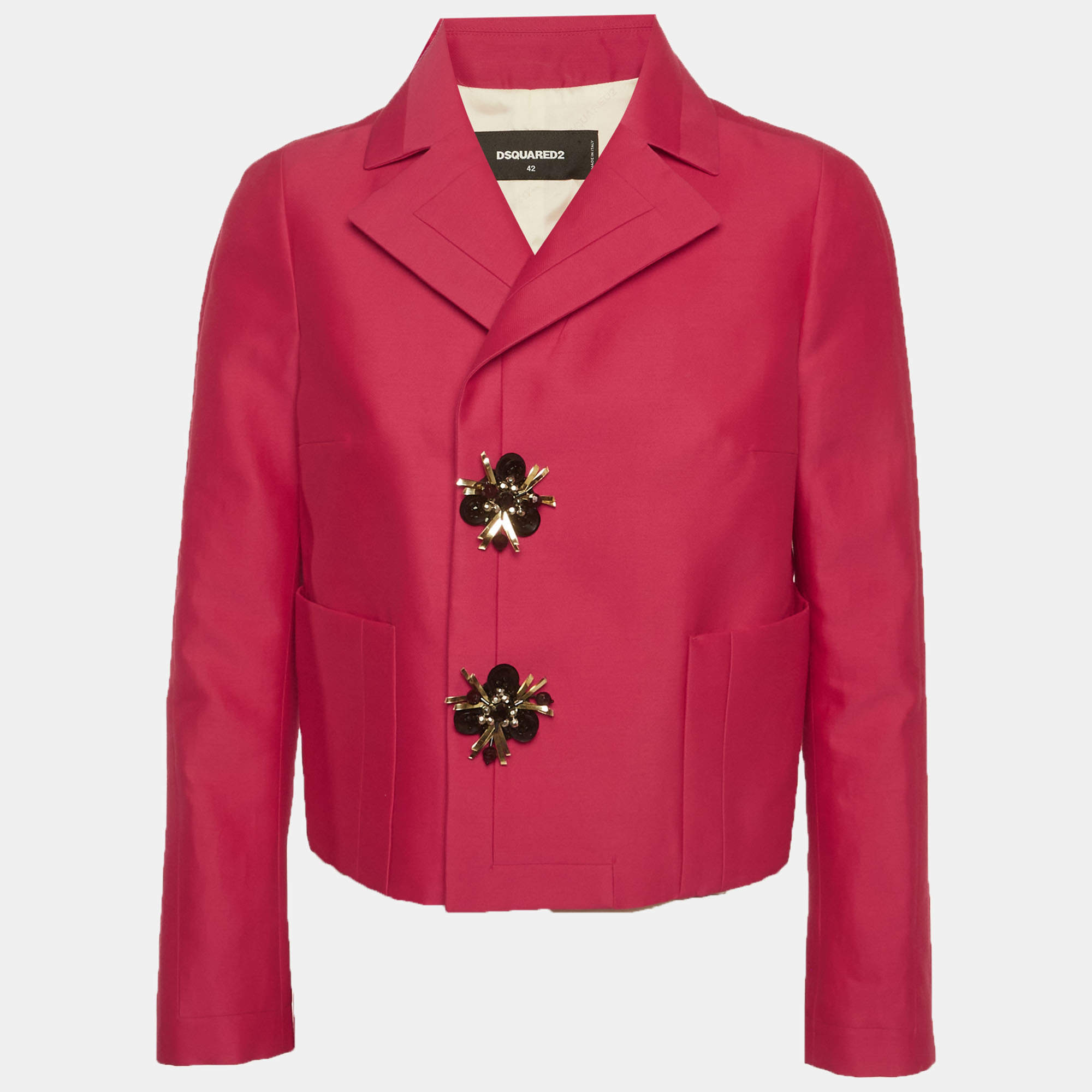 Pre Owned Dsquared2 Pink Silk Blend Regular Fit Blazer M