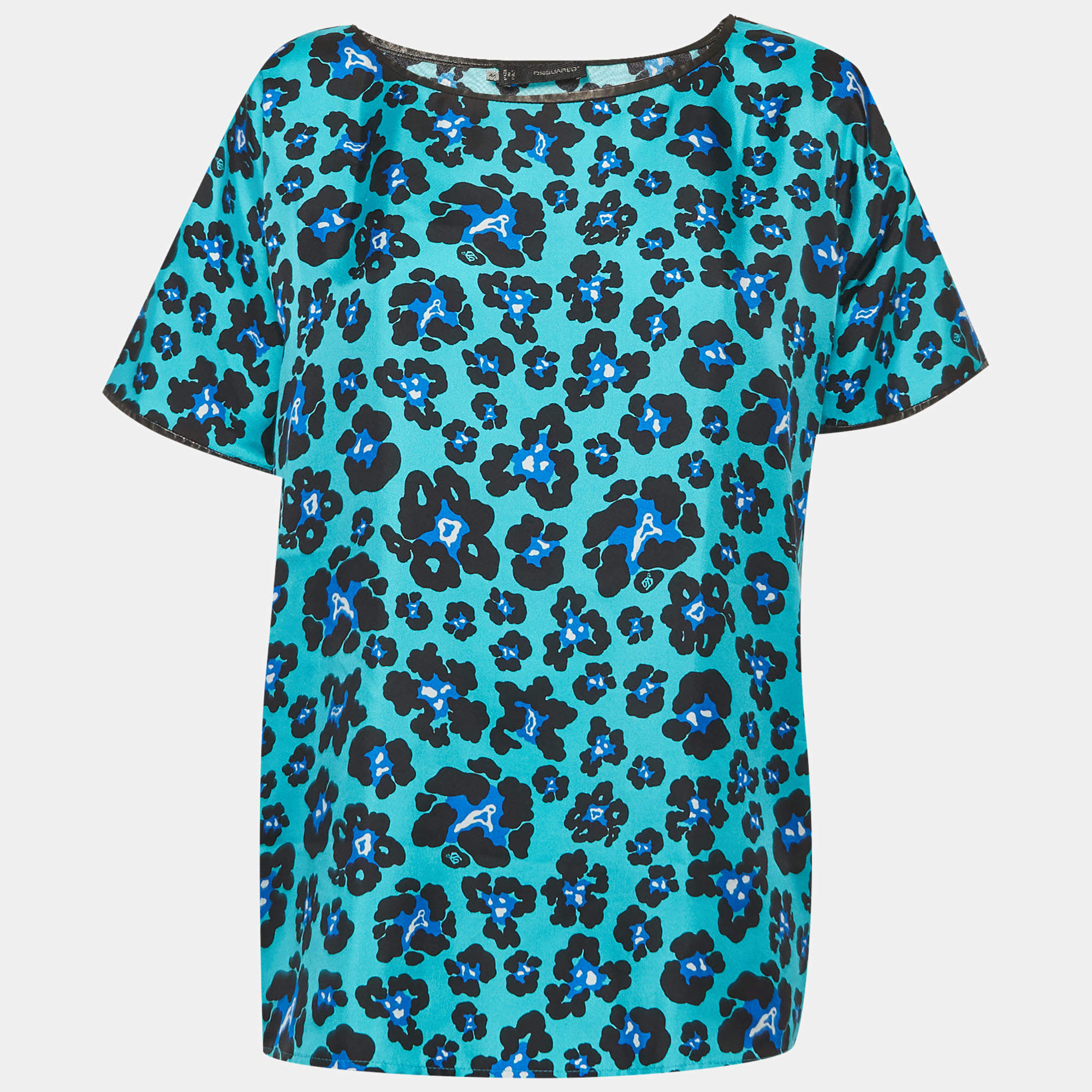 Pre Owned Dsquared2 Blue Floral Print Silk Blouse M