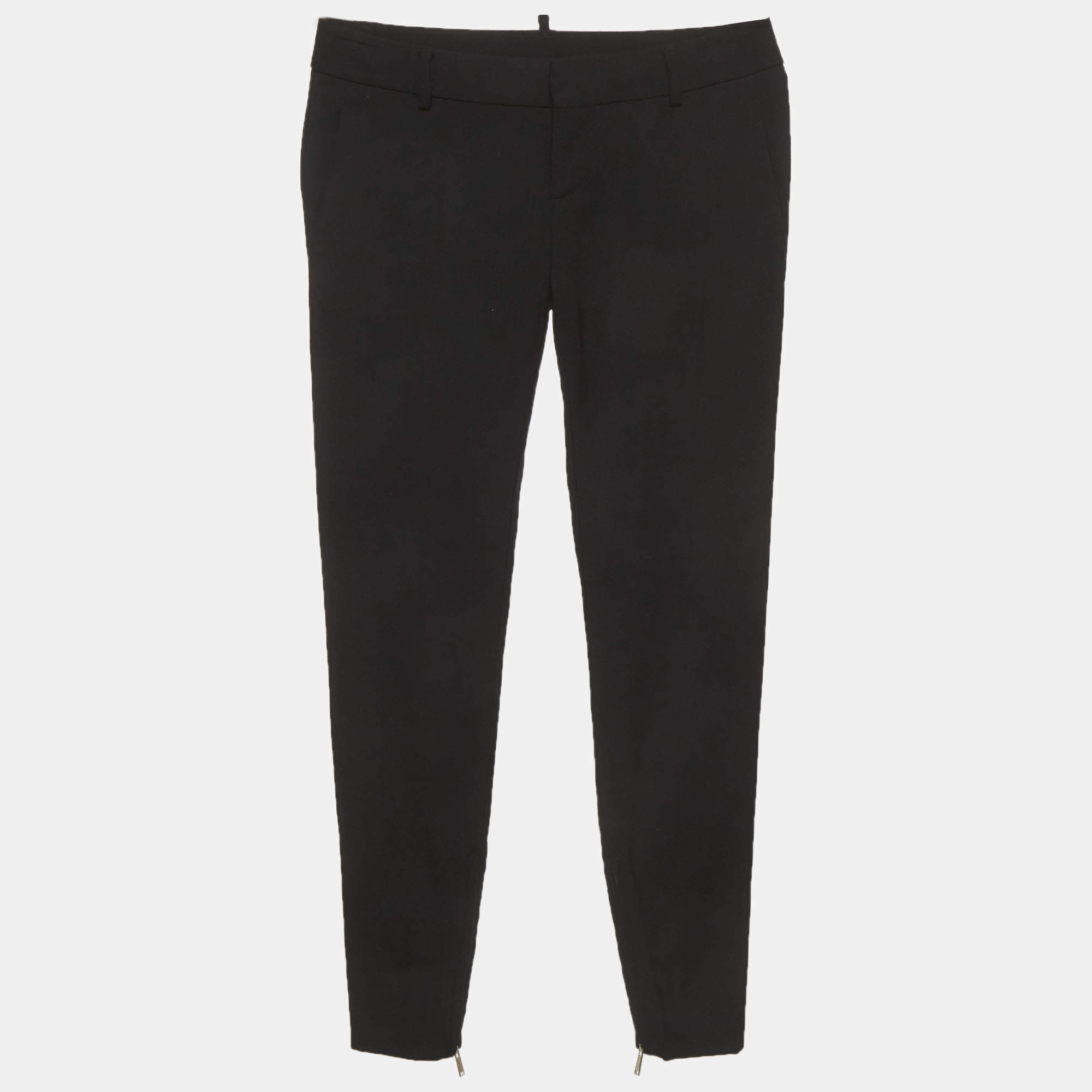 Pre Owned Dsquared2 Black Wool Slim Fit Trousers S