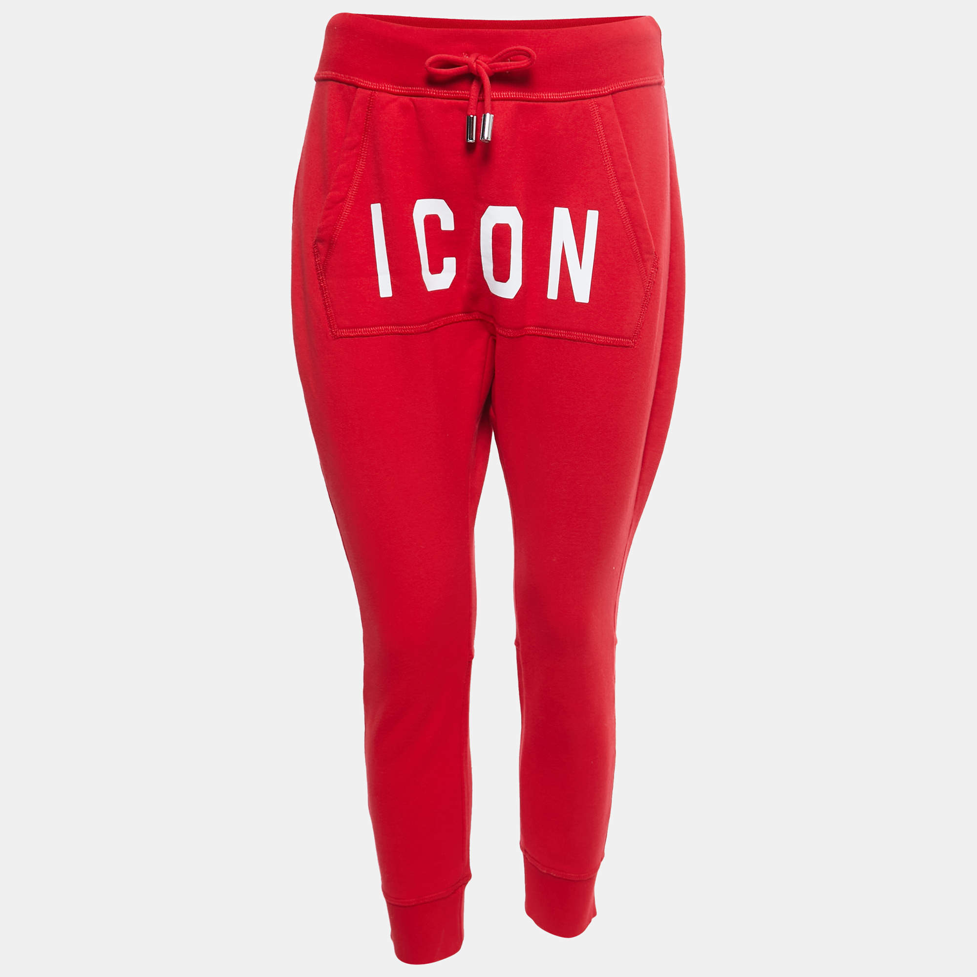 Dsquared2 Red Cotton Icon Print Joggers S