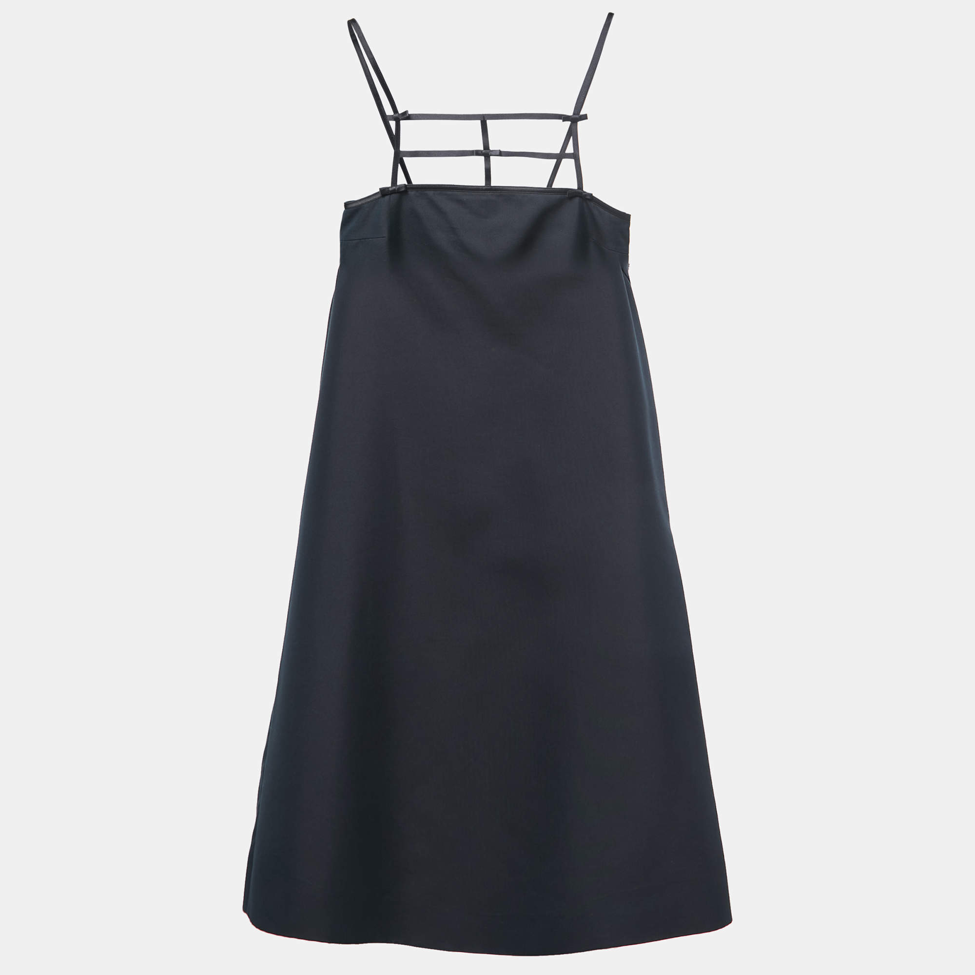 Pre Owned Dsquared2 Black Cotton Blend Strappy Mini Dress S