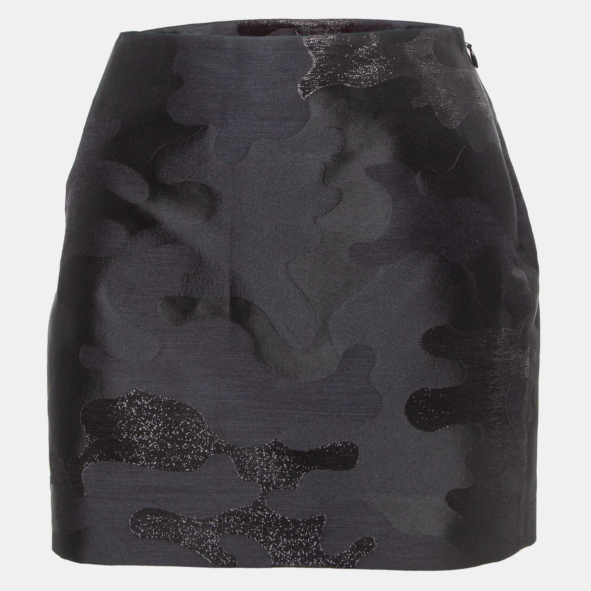 Dsquared2 Black Jacquard Silk Blend Mini Skirt M