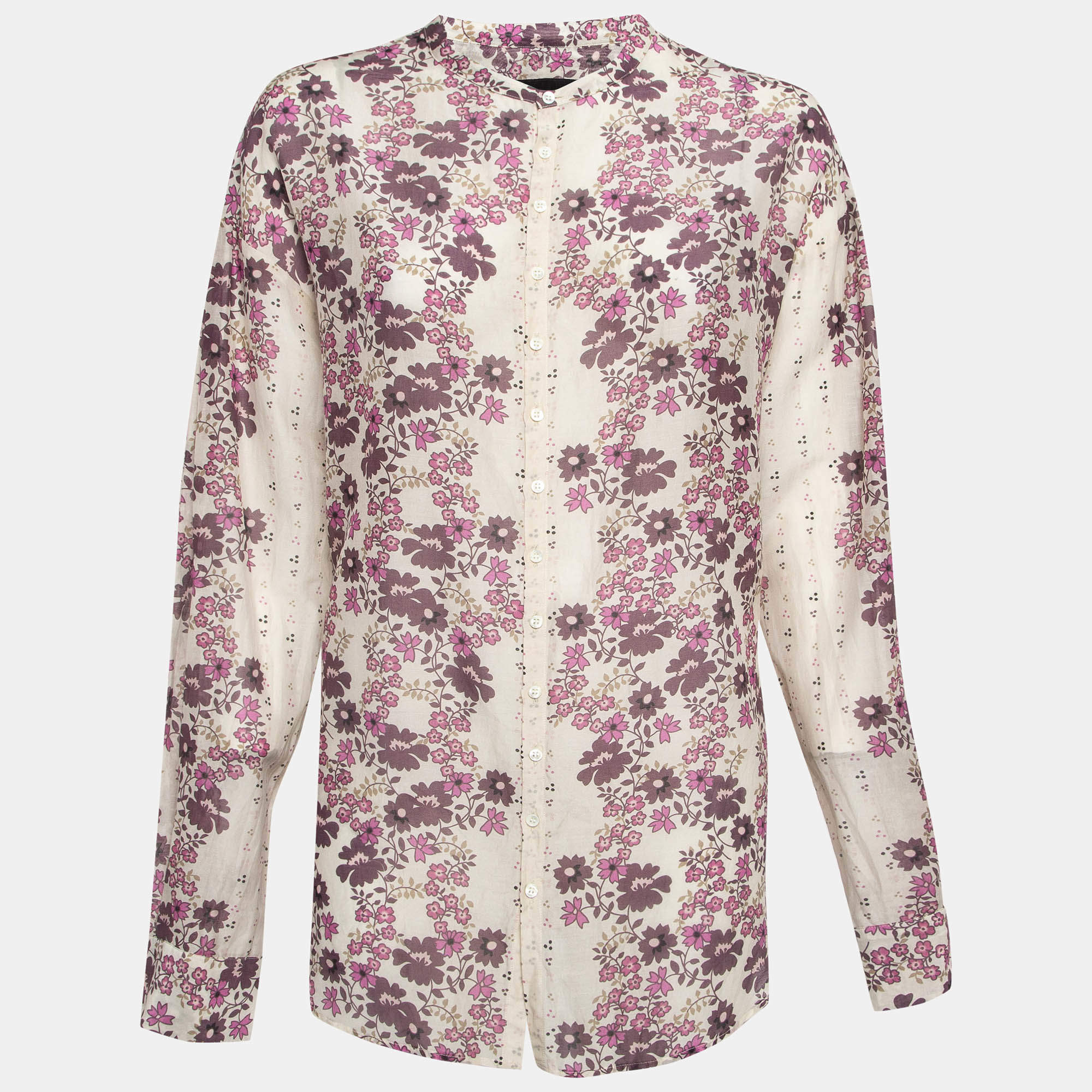 Dsquared2 Pink/Cream Floral Print Cotton Blend Shirt XL