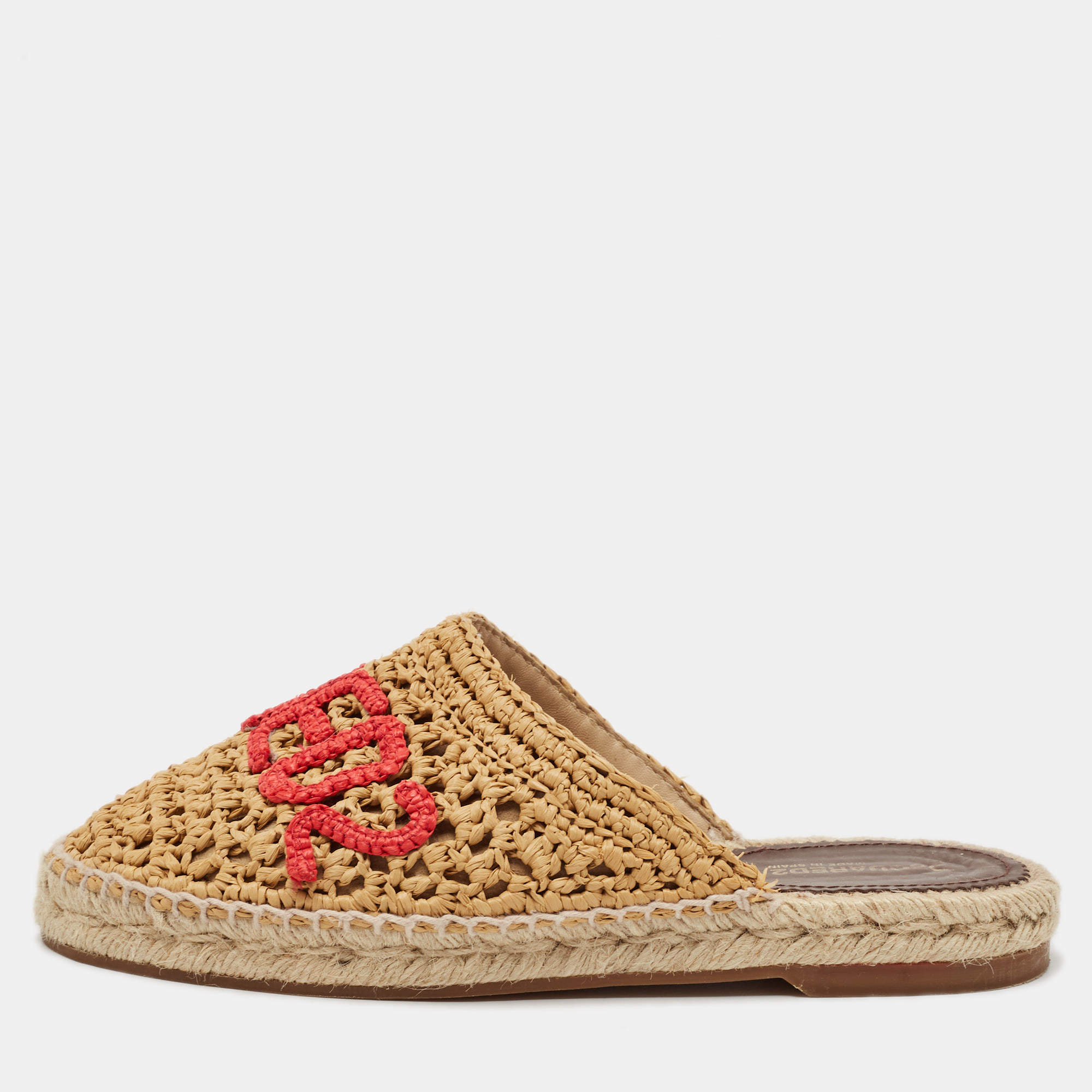 Dsquared2 Beige Straw Mules Size 38