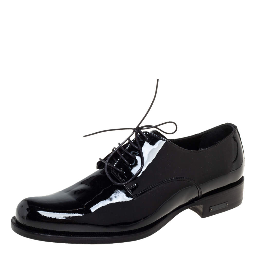 Dsquared2 Black Patent Leather Lace Up Derby Size 38