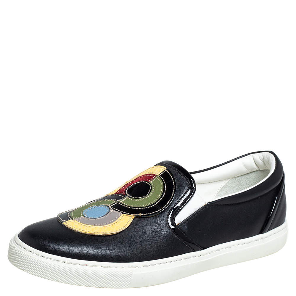 Pre Owned Dsquared2 Black Leather Logo Low Top Sneakers Size 37