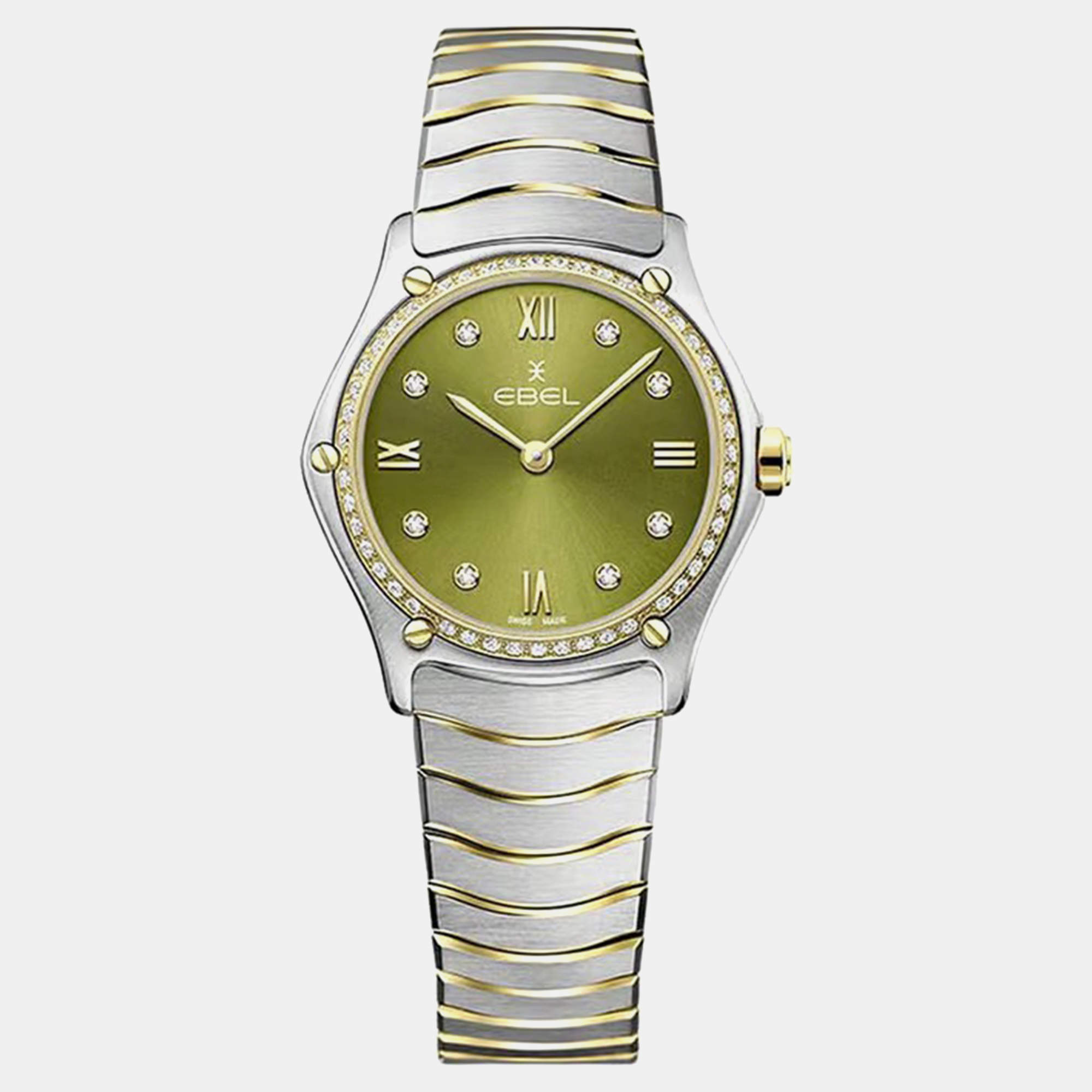 Pre Owned Ebel Green Stainless Steel Sport Classic 1216447A Quartz Women's Wristwatch 29 mm