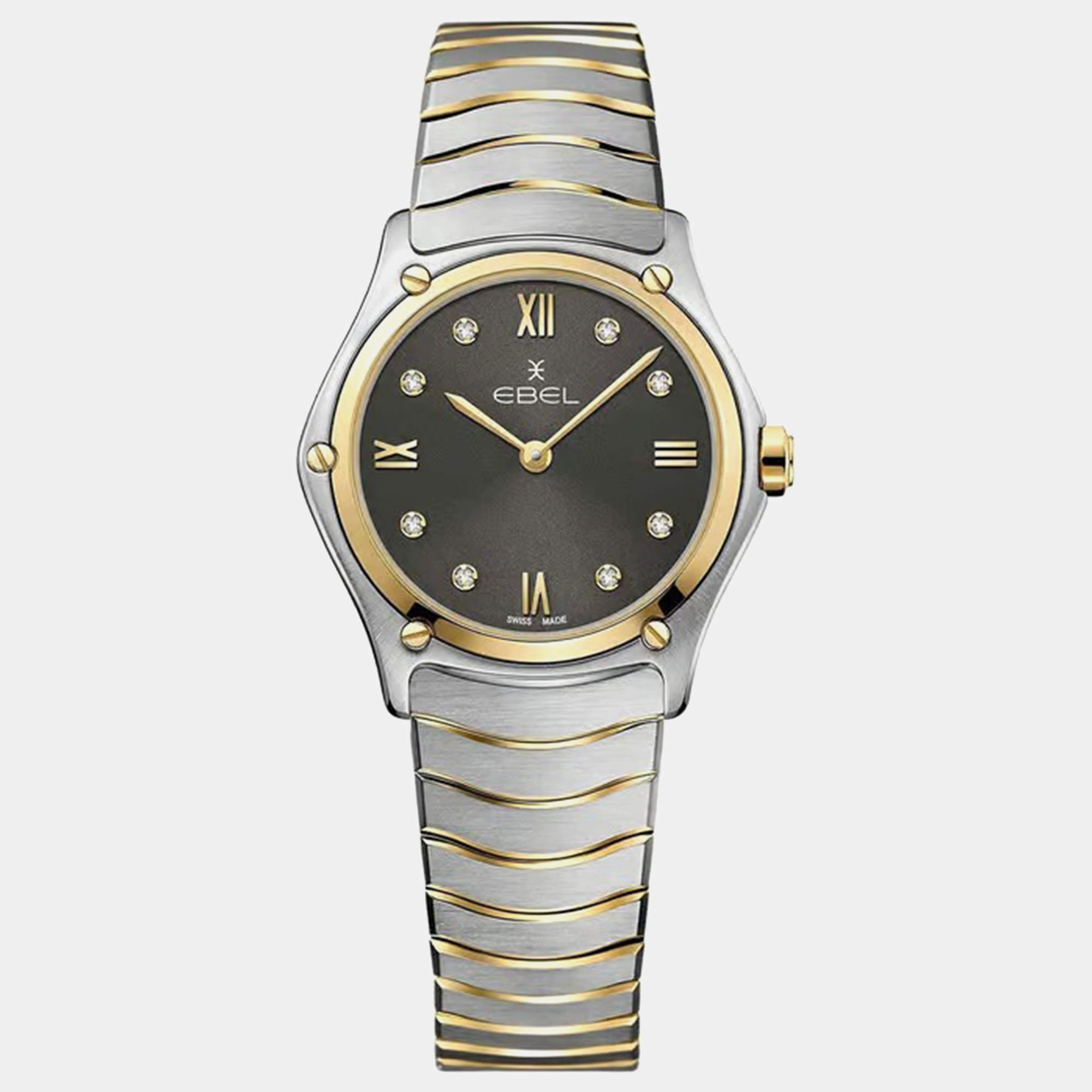 Ebel Grey Stainless Steel Sport Classic 1216419A Quartz Women's Wristwatch 29 mm