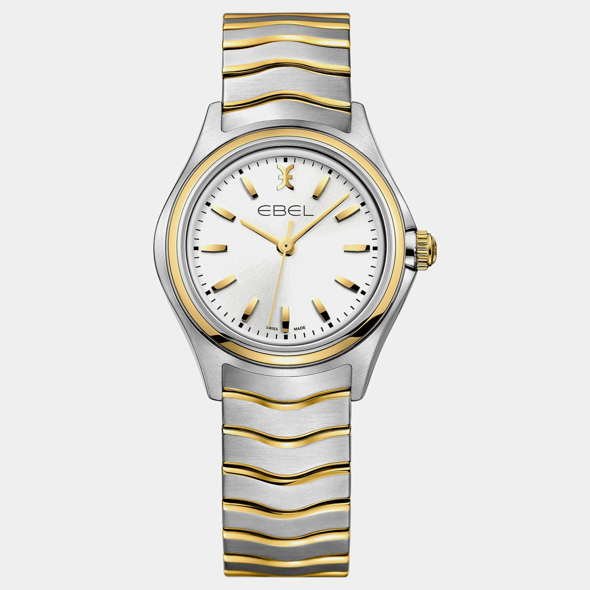 Ebel White Stainless Steel Wave 1216195 Quartz Women's Wristwatch 30 mm