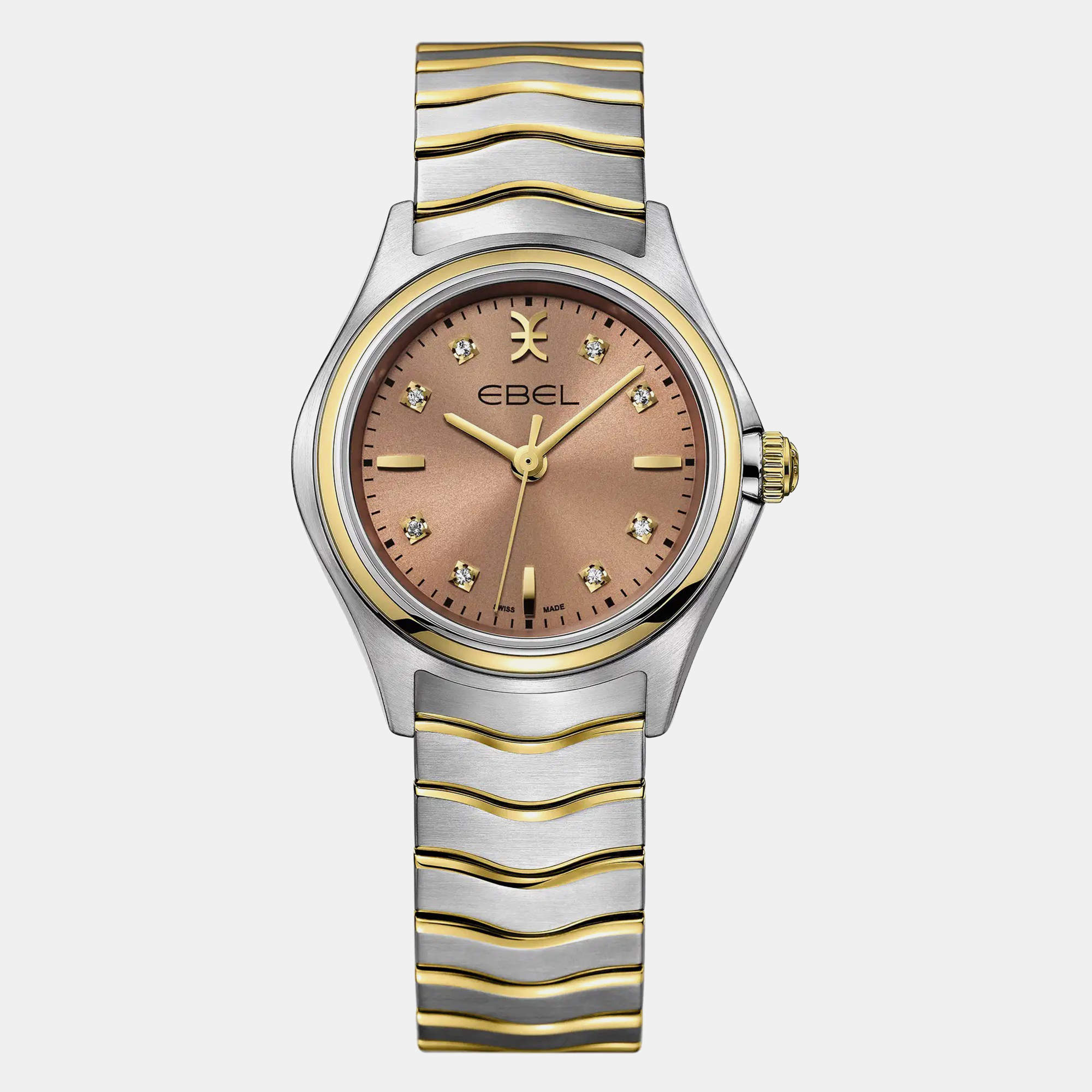 Ebel Brown Stainless Steel Wave 1216568 Quartz Women's Wristwatch 30 mm