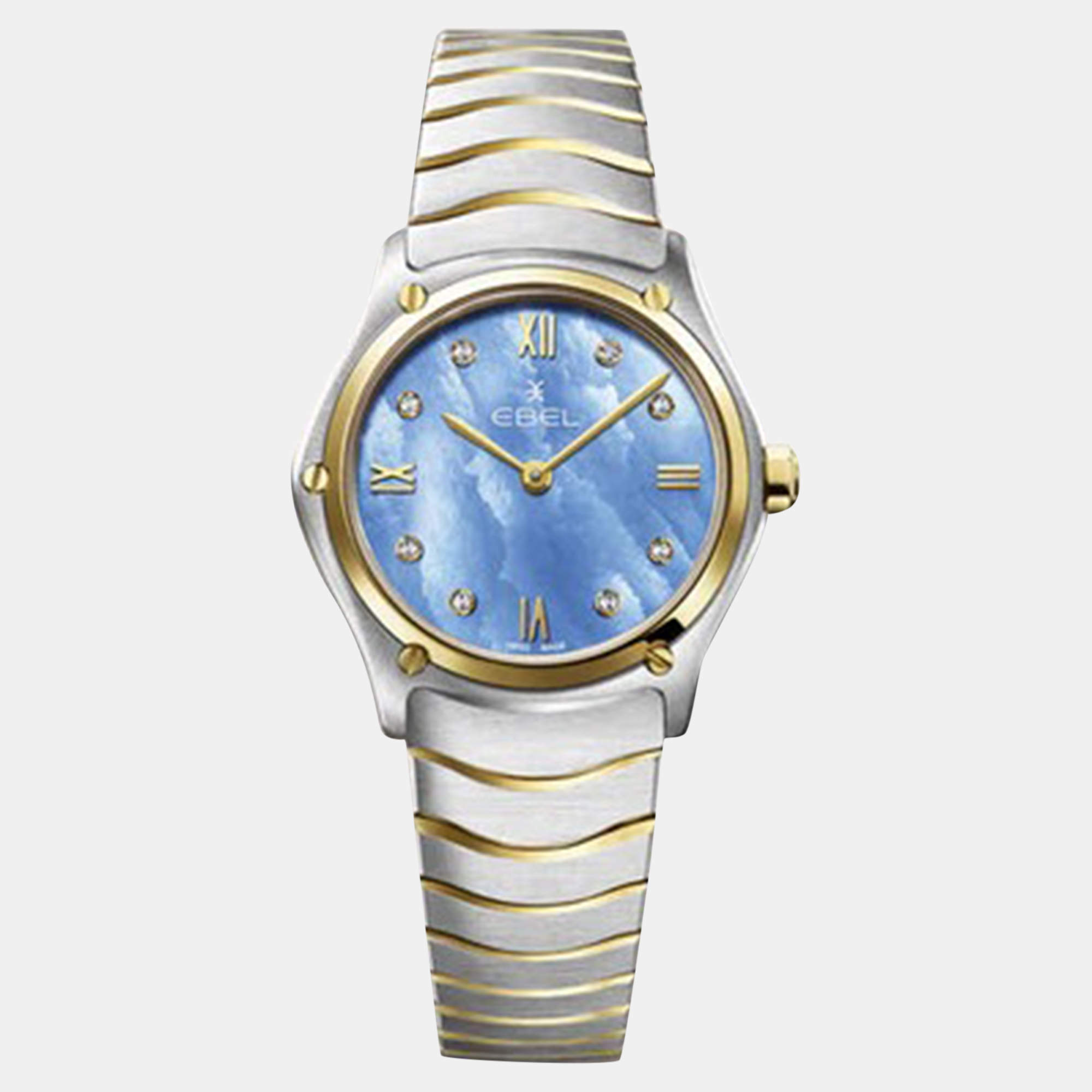Ebel Blue Stainless Steel Sport Classic 1216596 Quartz Women's Wristwatch 29 mm