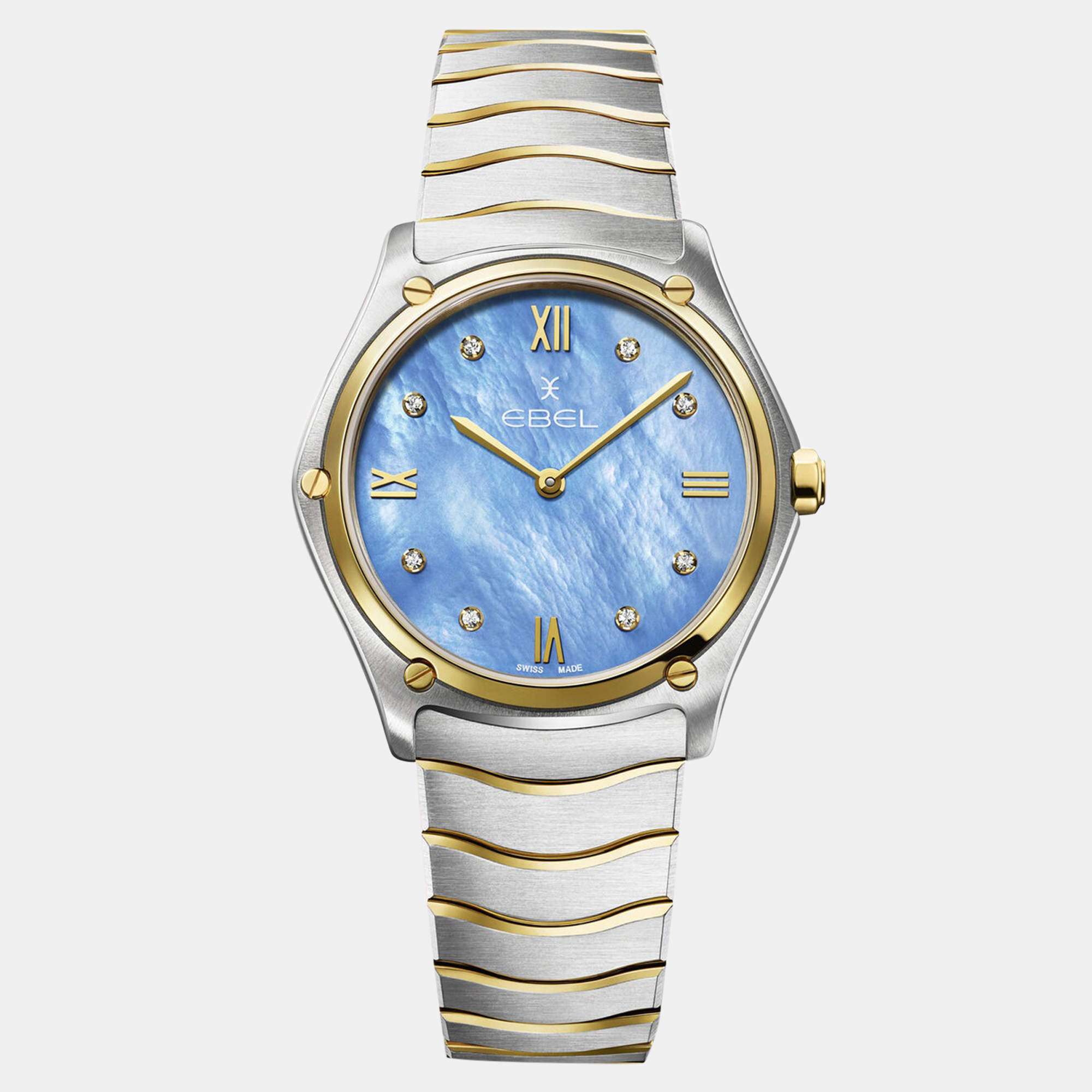 Ebel Blue Stainless Steel Sport Classic 1216603 Quartz Women's Wristwatch 33 mm
