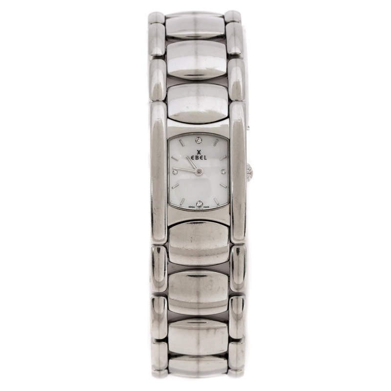 Pre Owned Ebel Mother of Pearl Stainless Steel Beluga Manchette E9057A21 Women's Wristwatch 19 mm